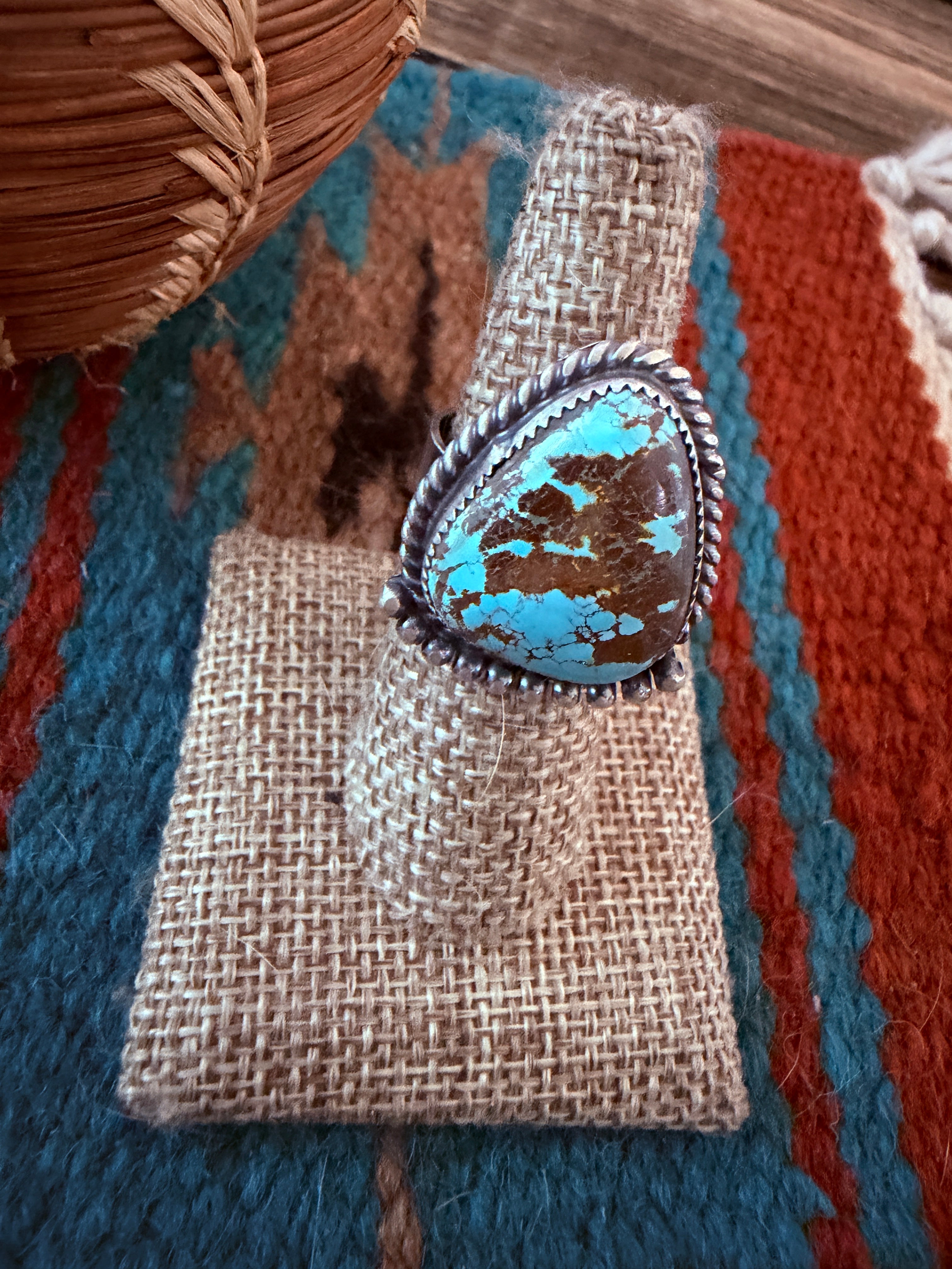 Handcrafted Turquoise & Sterling Silver Adjustable Ring by Tillie Jon