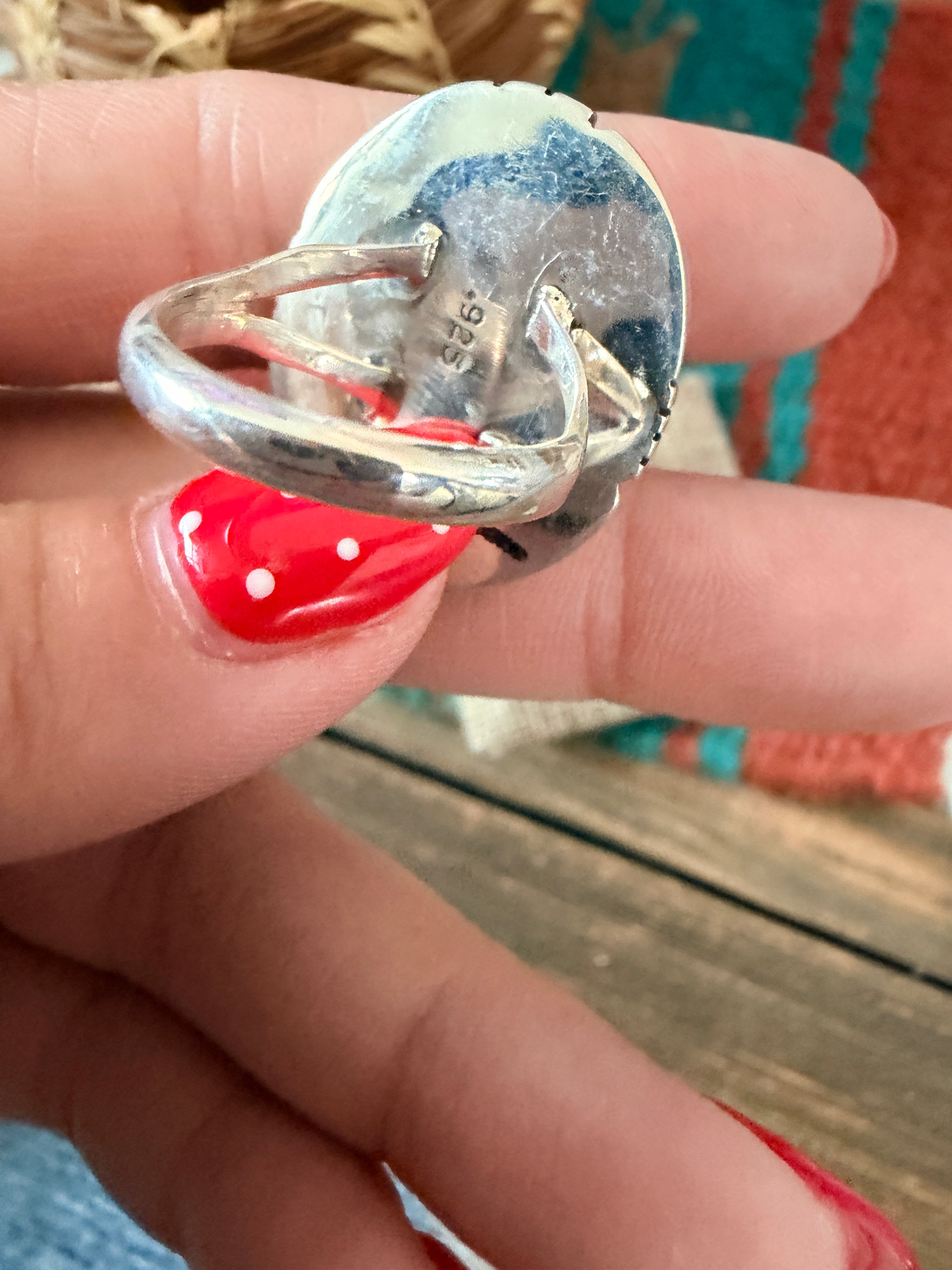 Handcrafted Turquoise & Sterling Silver Ring Size 7