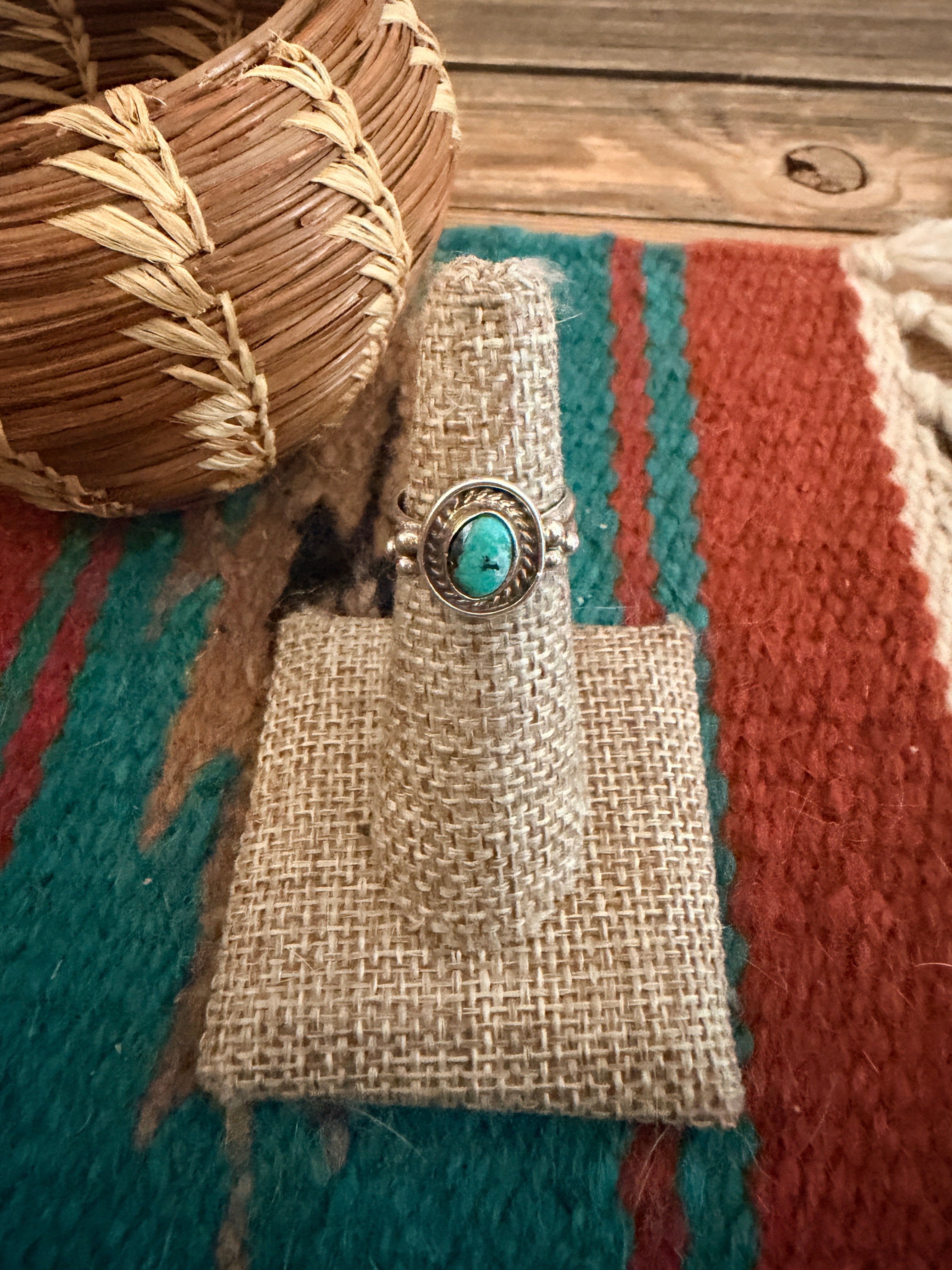 Handcrafted Turquoise & Sterling Silver Ring Size 5.25