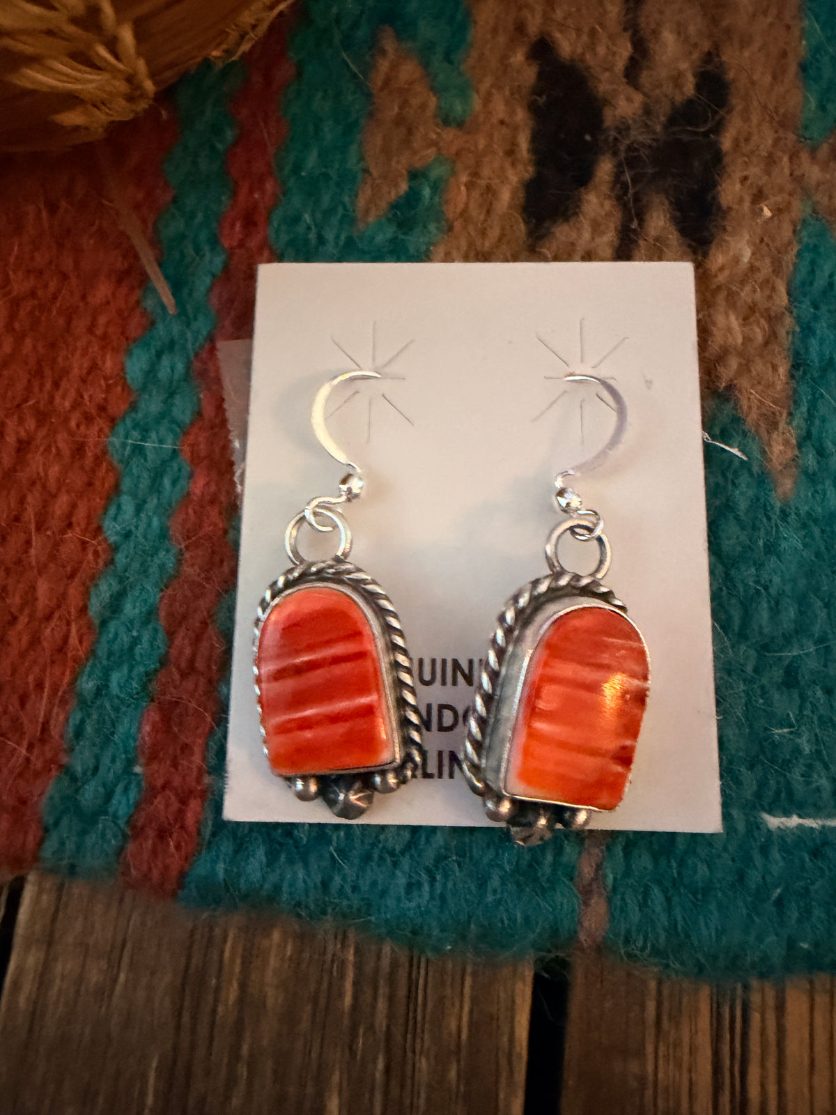 Handcrafted Spiny Oyster & Sterling Silver Dangle Earrings