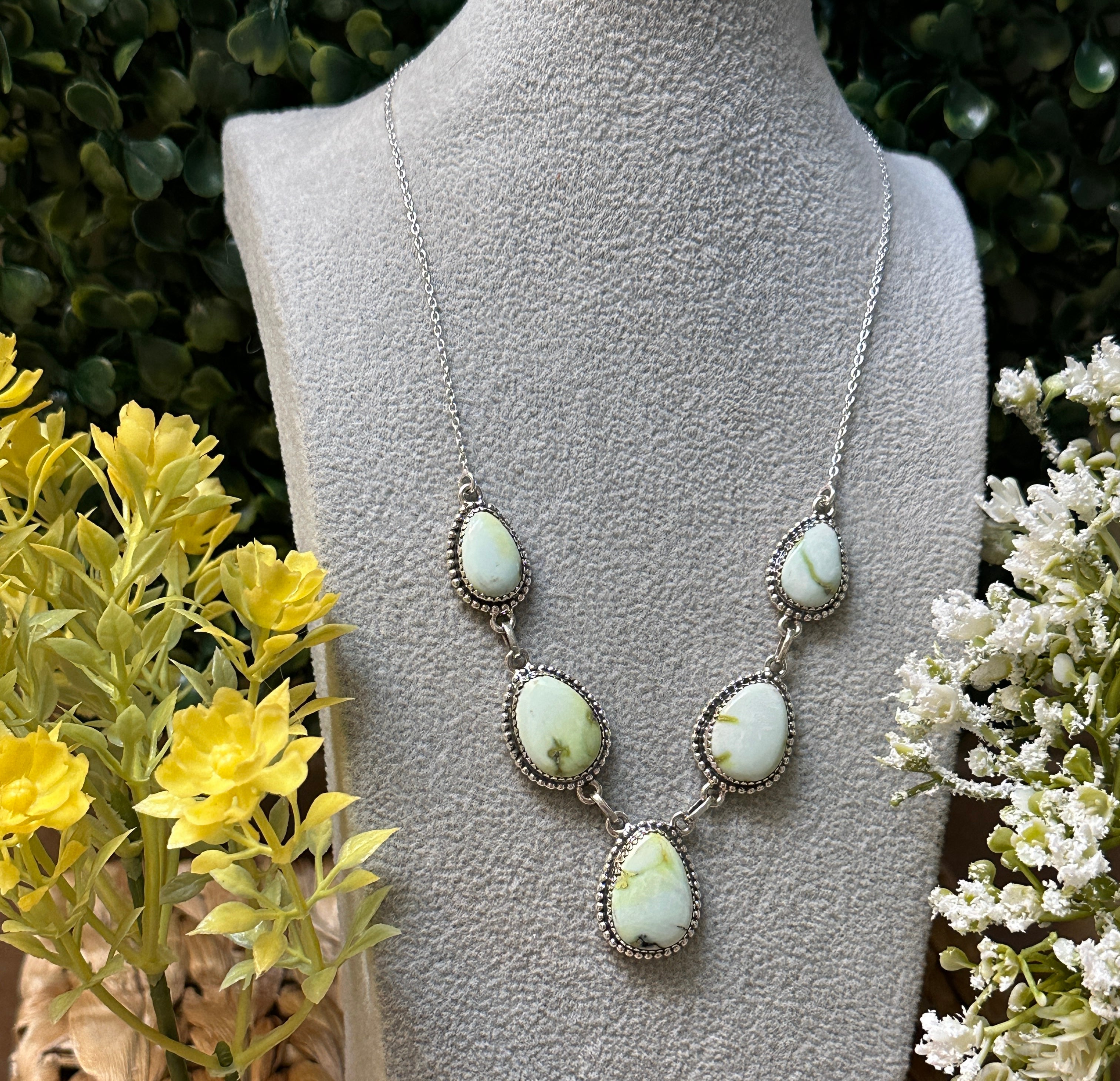 Handmade Palomino Turquoise 4 Stone Sterling Silver Necklace