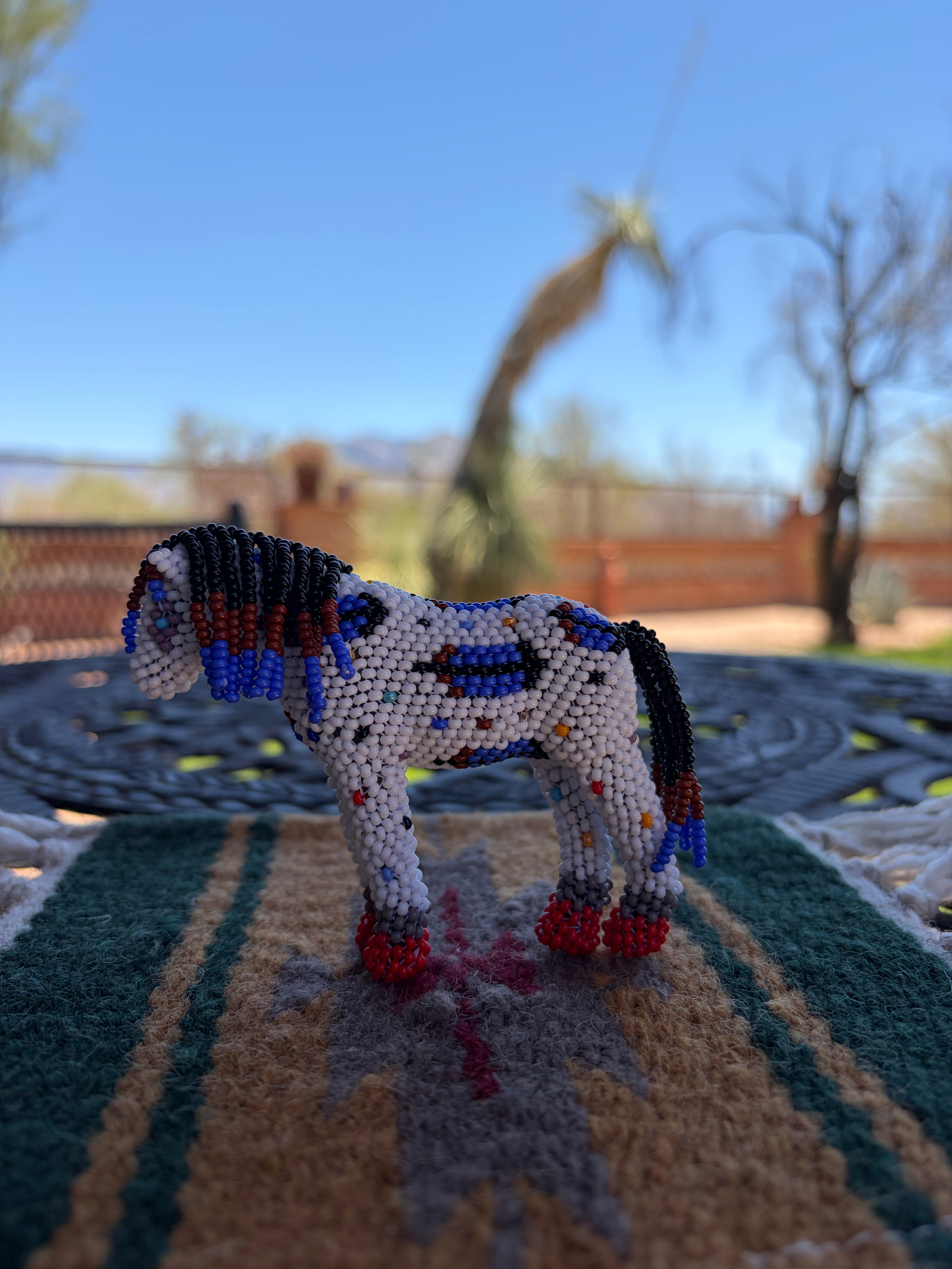 Handmade Peyote Stitched Horse Figurine- White 12