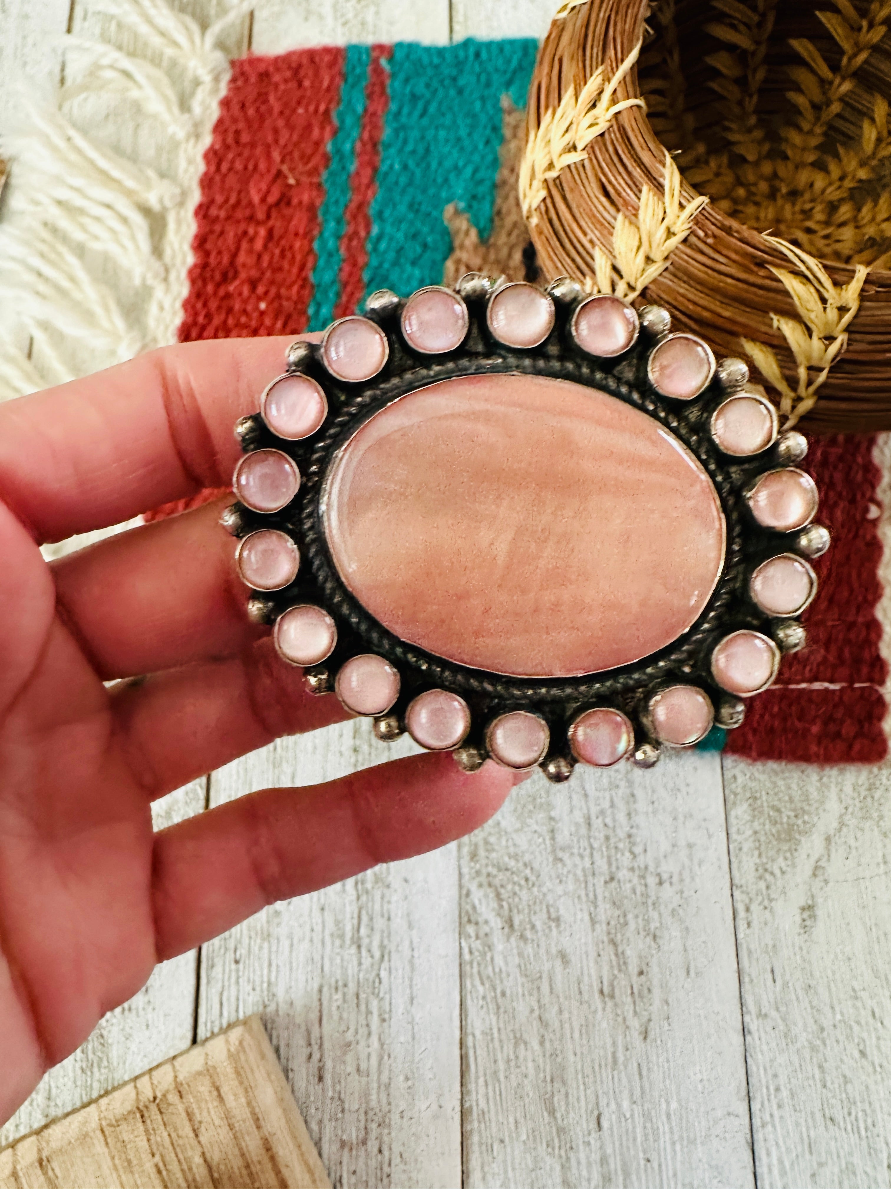 Sterling Silver & Mother of Pearl Cuff Bracelet /