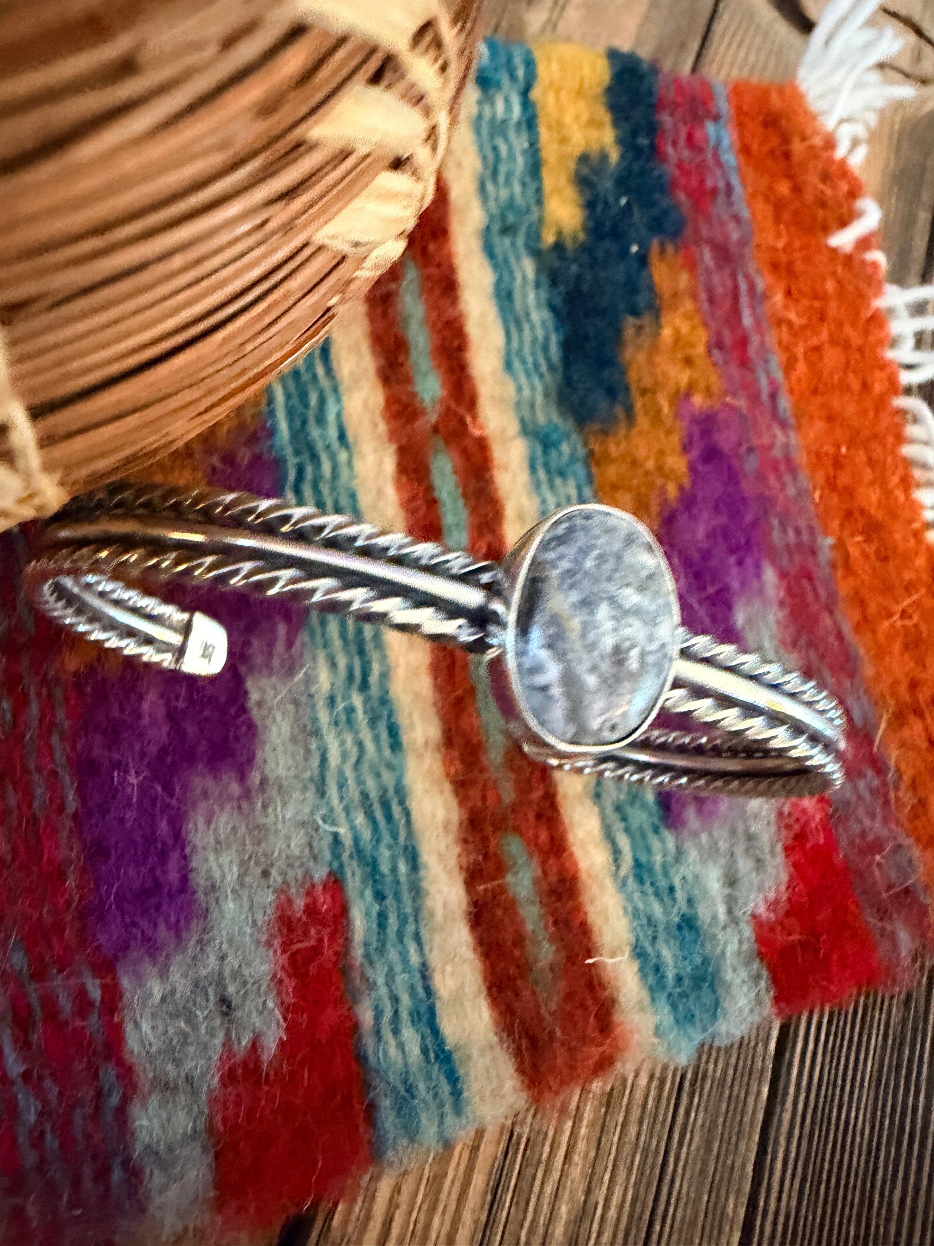 Handcrafted White Buffalo & Sterling Silver Cuff Bracelet