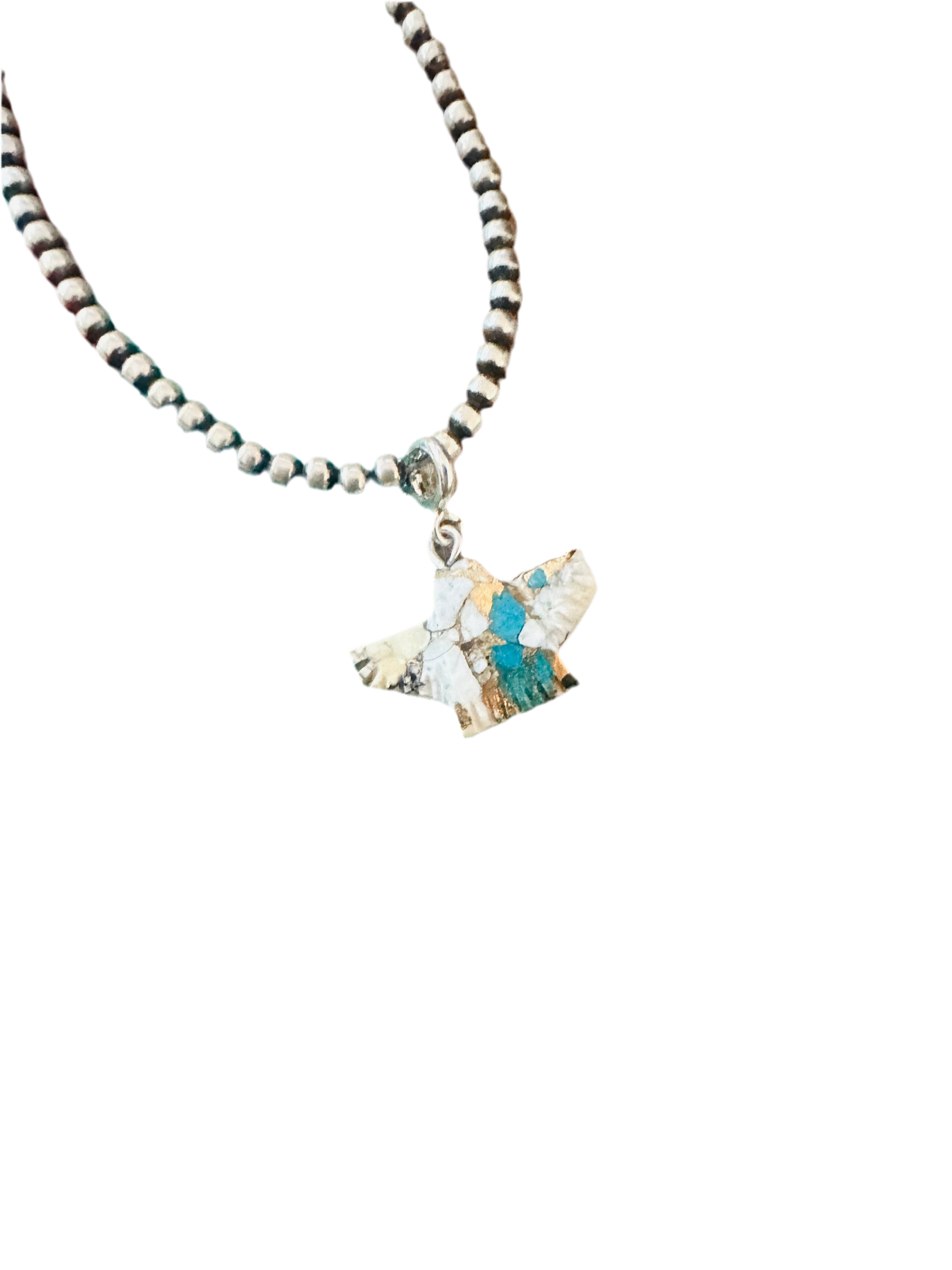 Handcrafted & Hand Carved Blue Mojave Eagle Charm