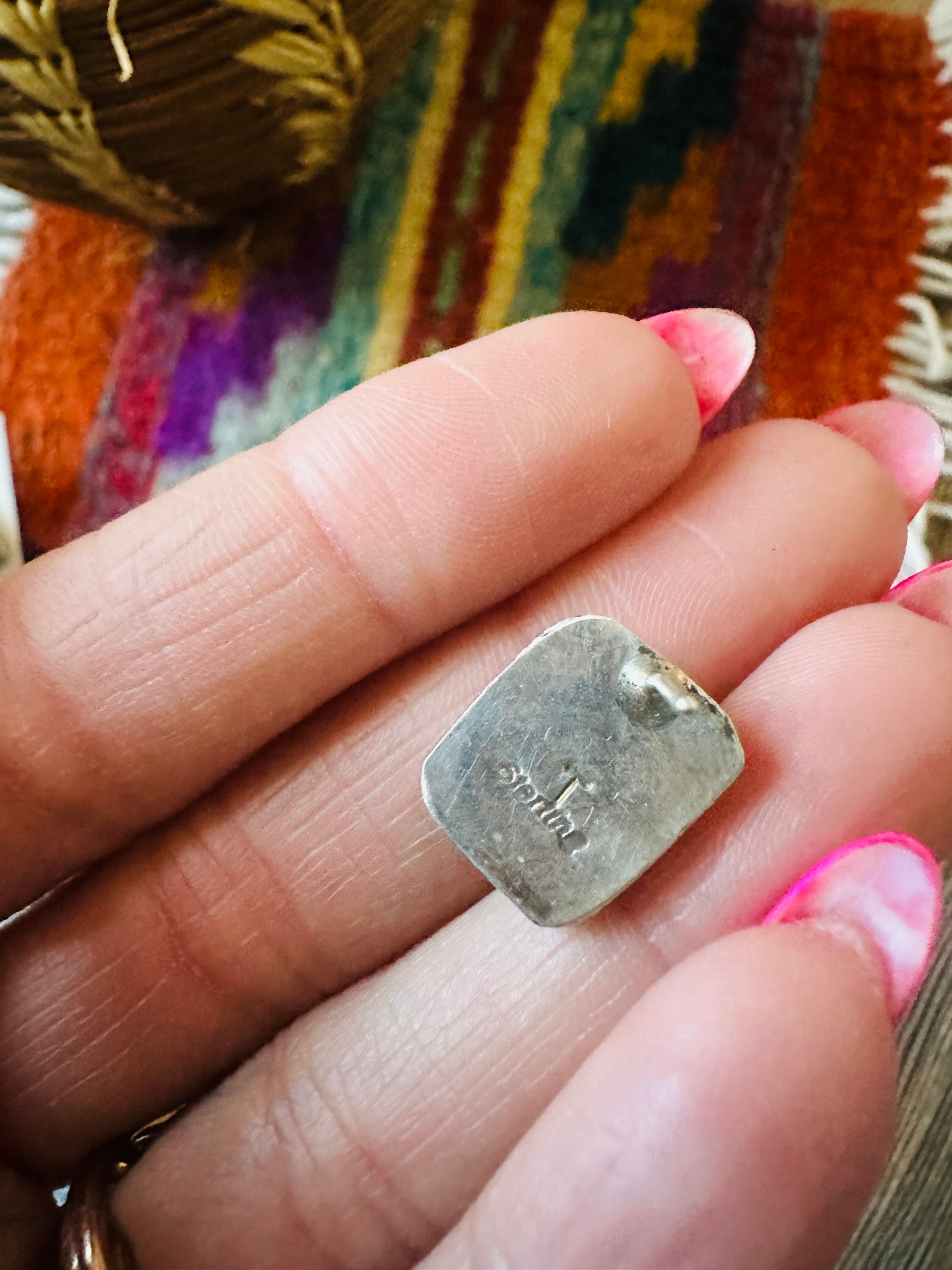 Handcrafted Turquoise & Sterling Silver Rectangle Stud Earrings