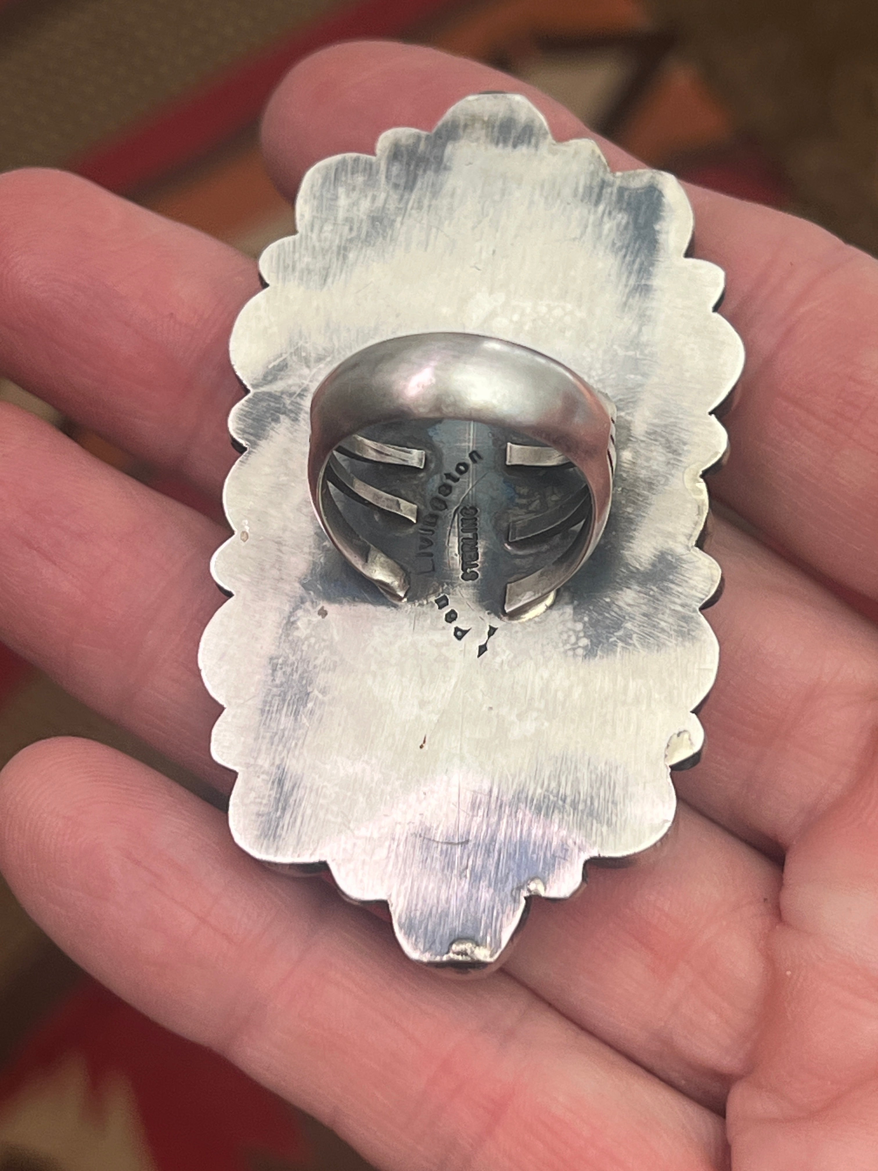 Handcrafted Paul Livingston Sterling Silver and Campitos Turquoise Cluster Ring, Size 7