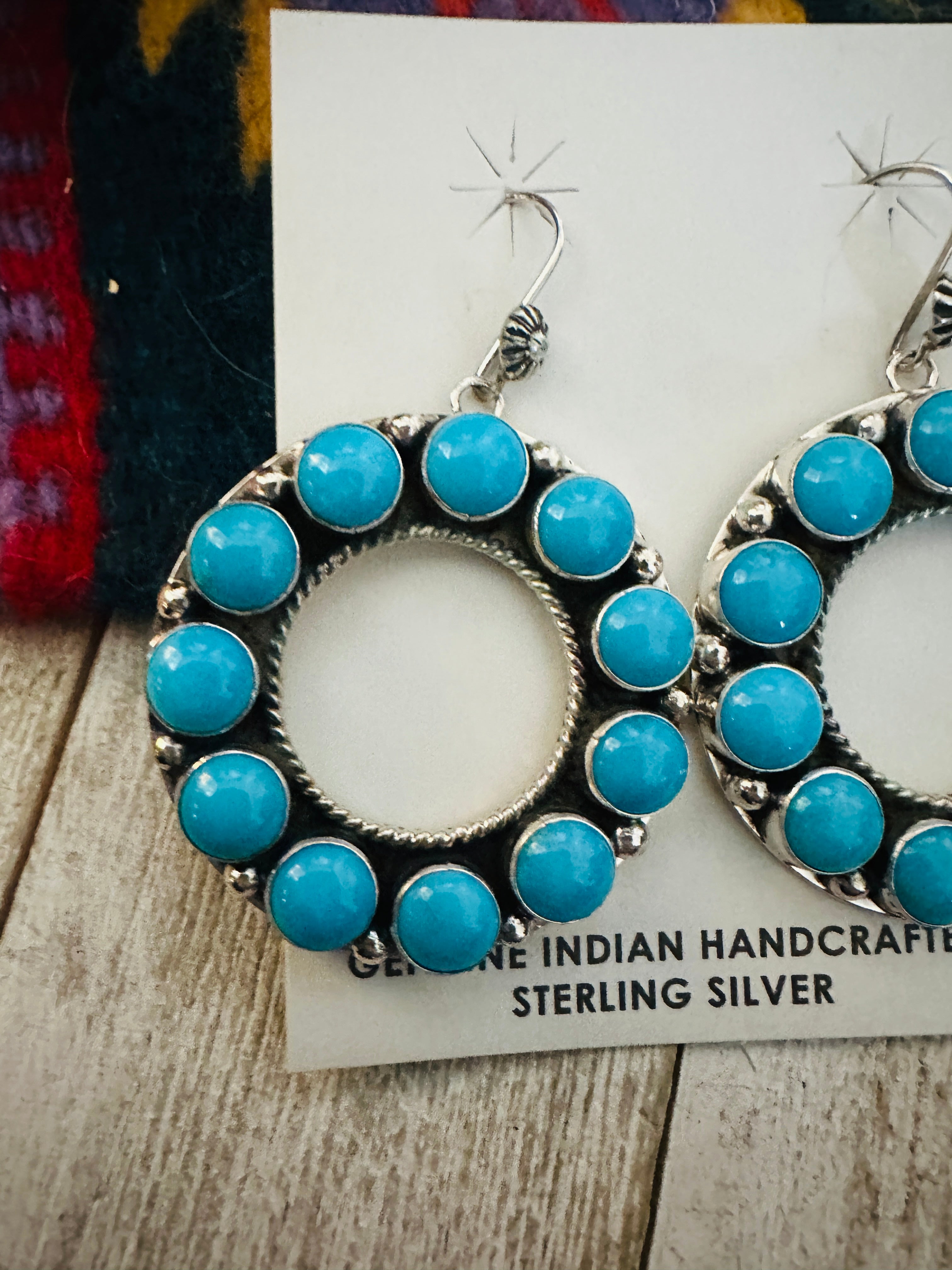 Handcrafted Sterling Silver & Sleeping Beauty Turquoise Cluster Dangle Earrings
