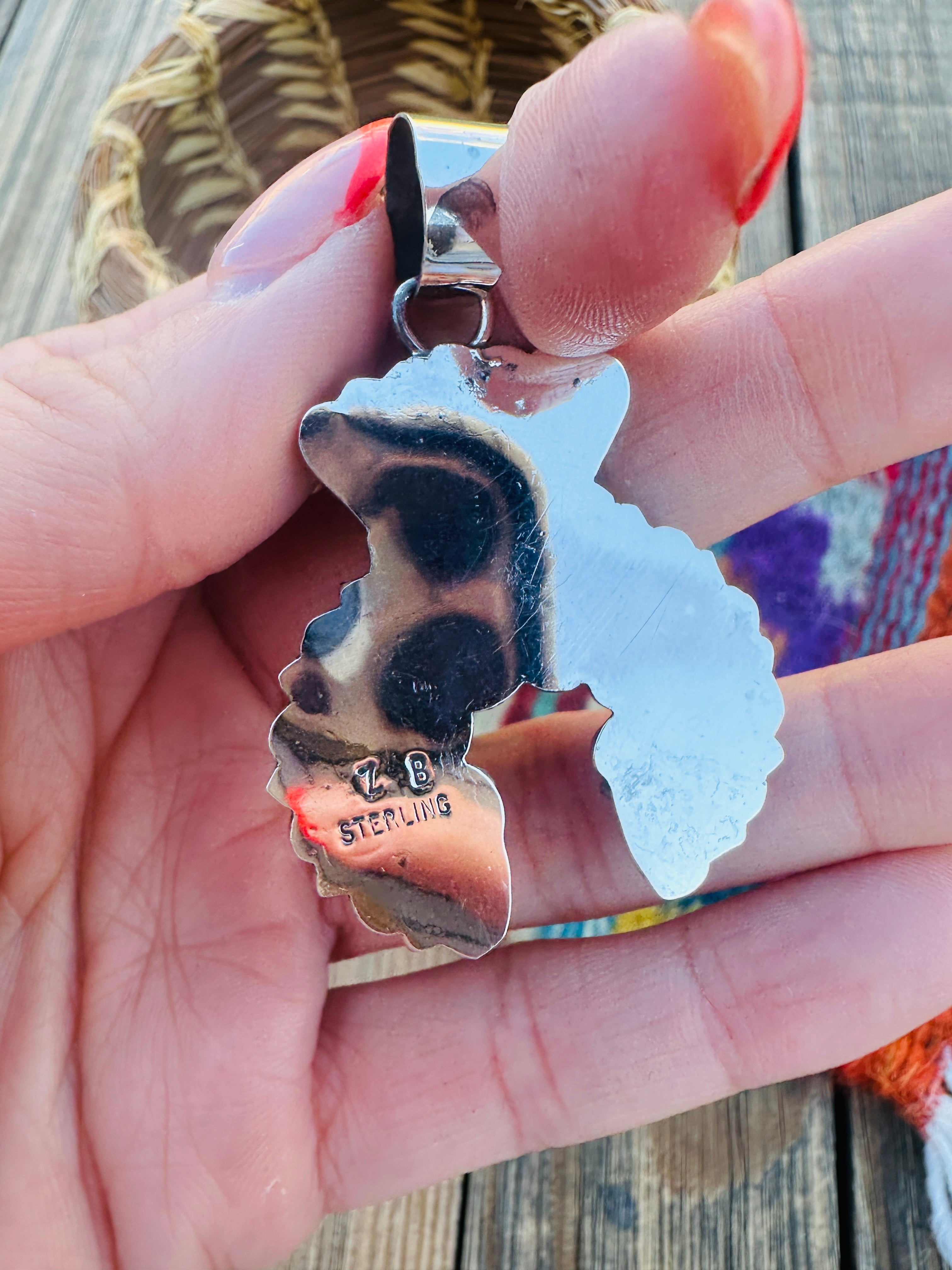 Handcrafted Sterling Silver & Turquoise Naja Pendant