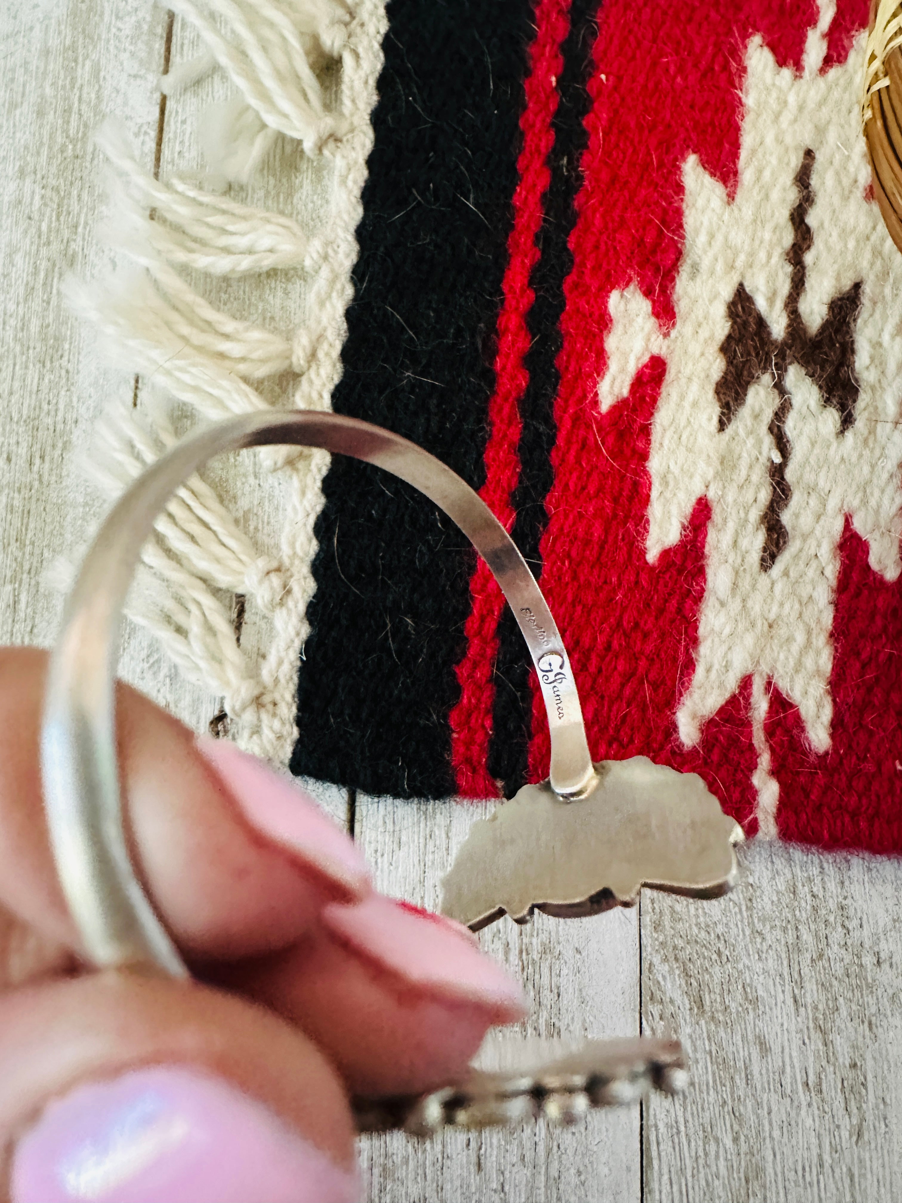 Navajo Turquoise & Sterling Silver Flower Floating Cuff Bracelet