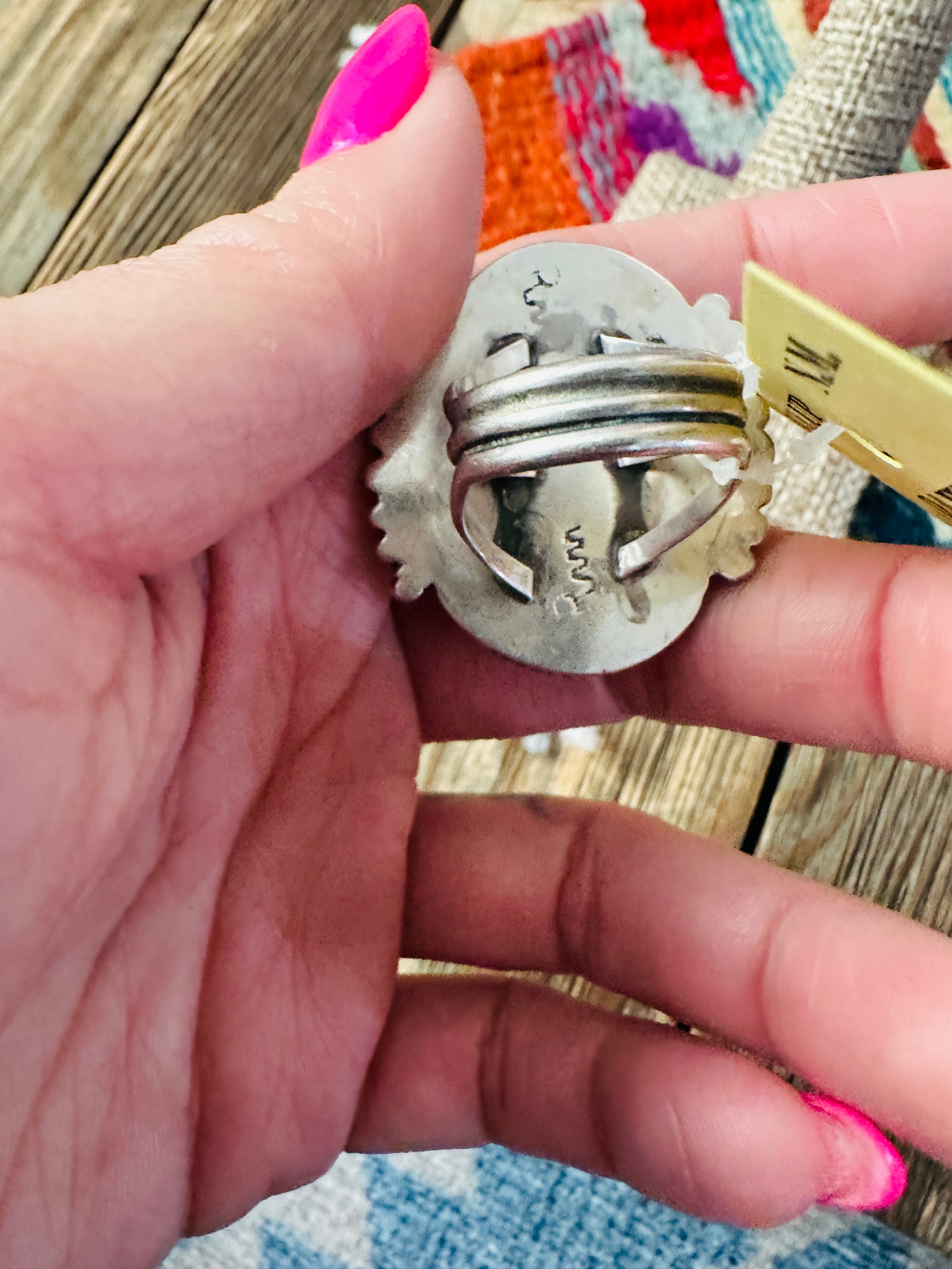 Old Pawn Handcrafted Purple Mojave & Sterling Silver Ring Size 7