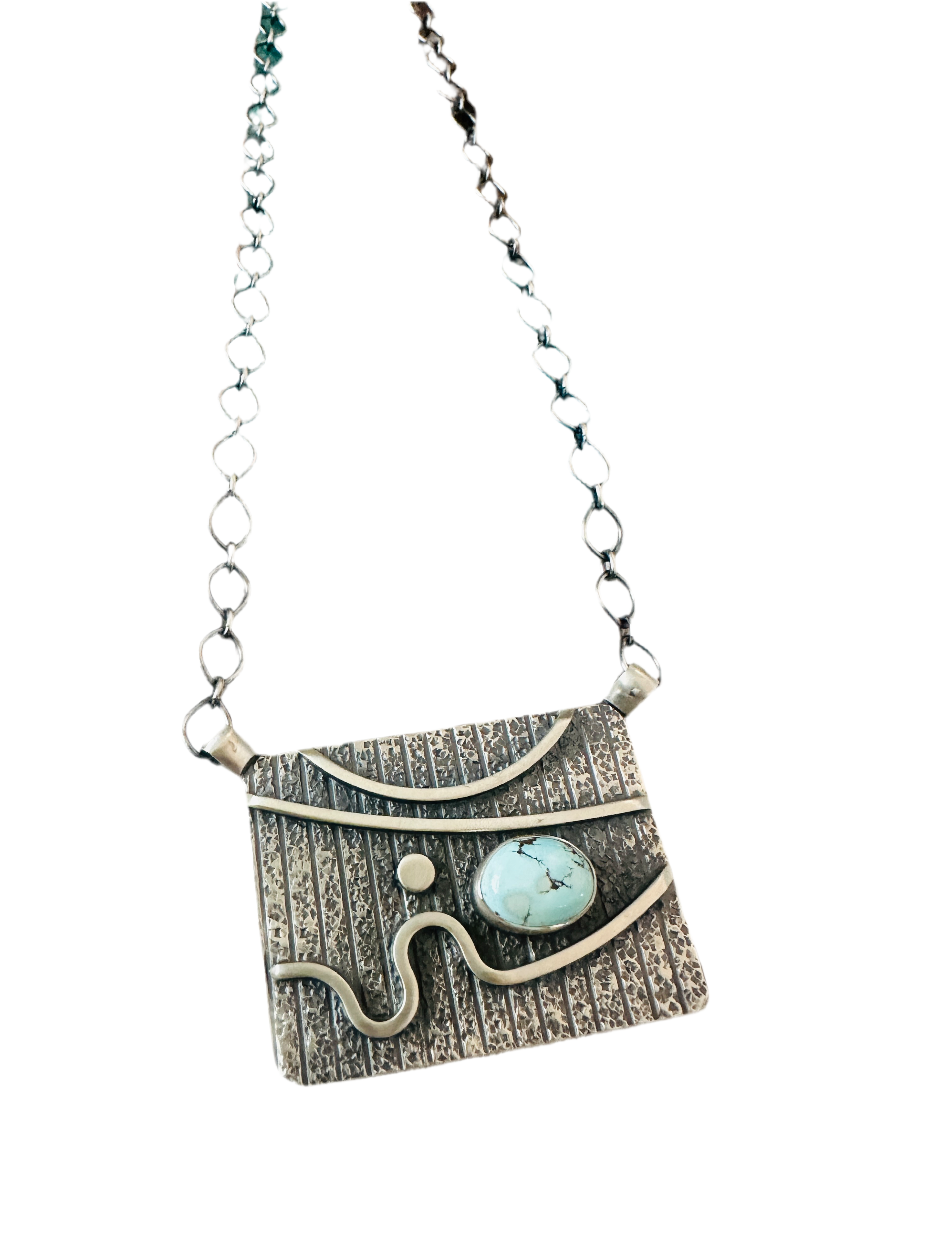 Handcrafted Sterling Silver & Golden Hills Turquoise Abstract Necklace