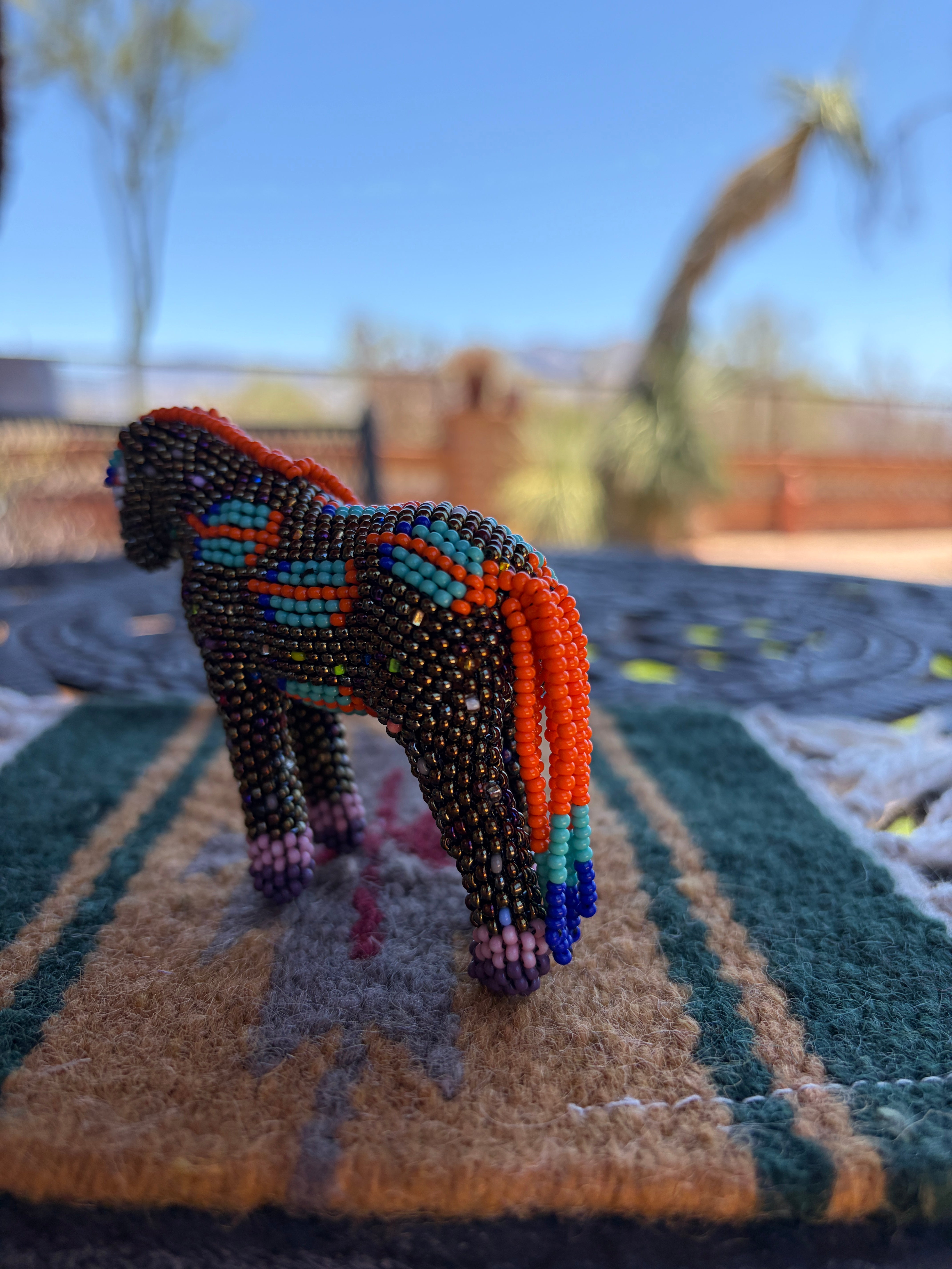 Handmade Peyote Stitched Horse Figurine- Gold 1