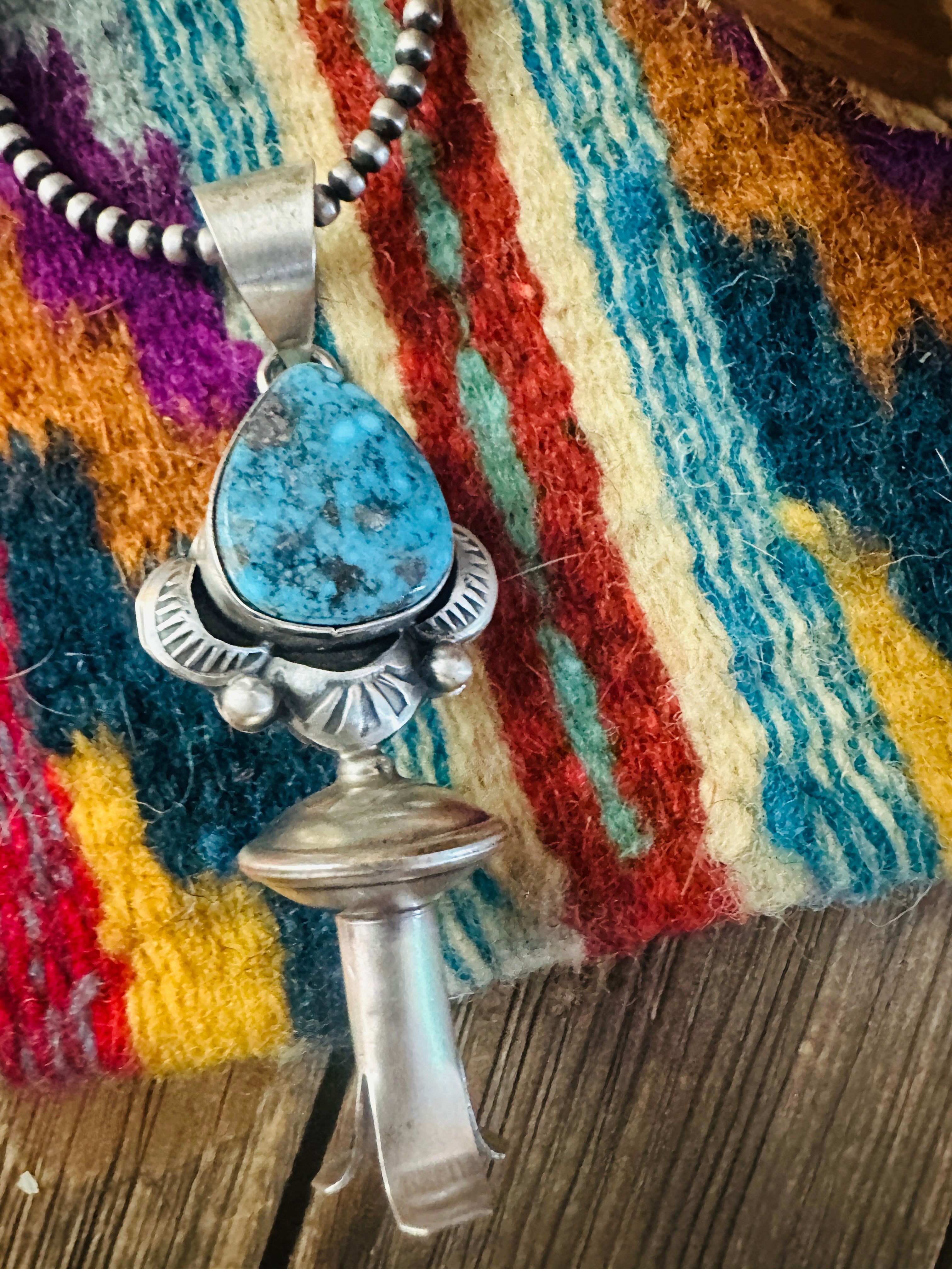 Handcrafted Sterling Silver & Turquoise Blossom Pendant