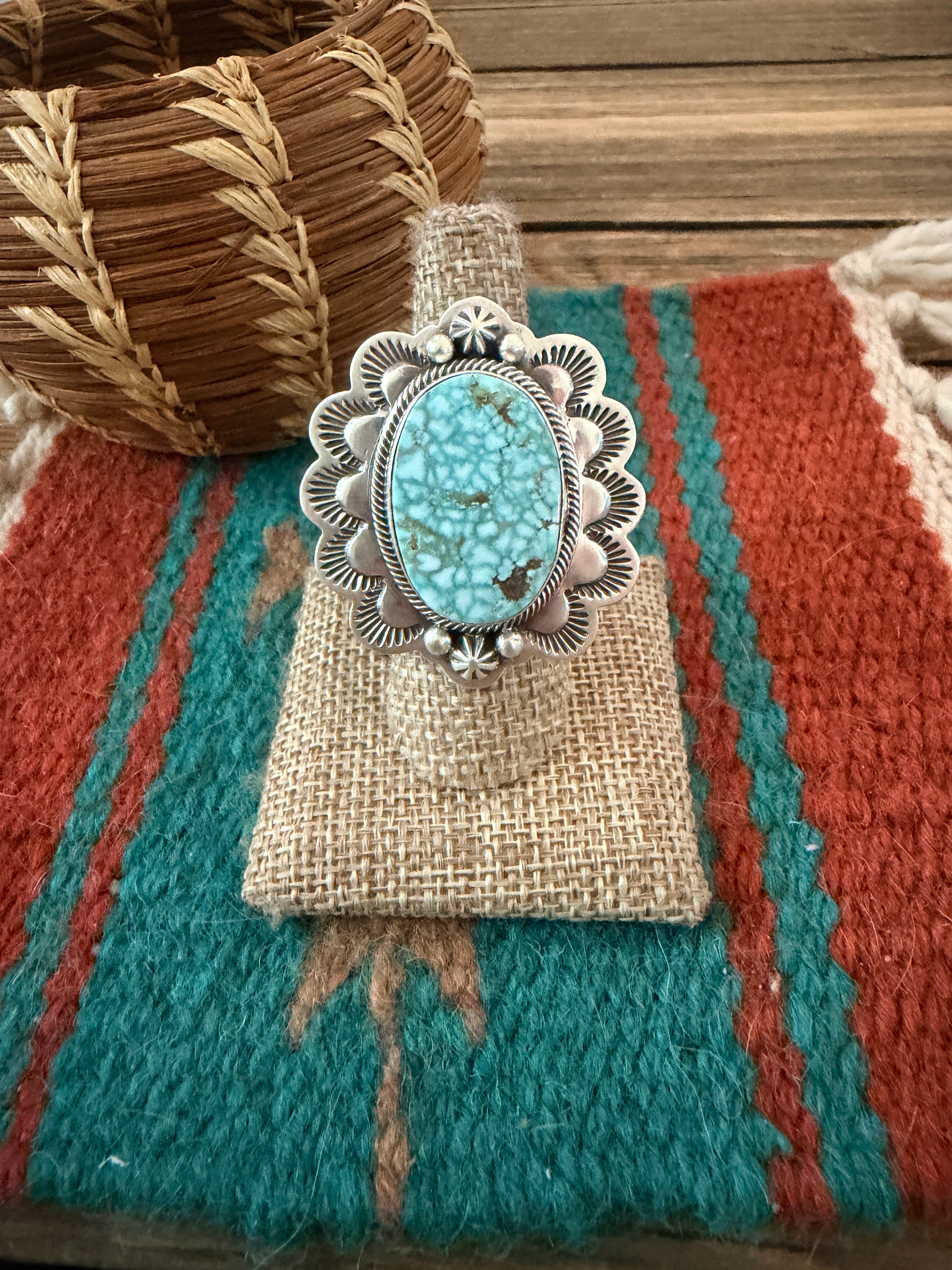 Handcrafted Dry Creek Turquoise & Sterling Silver Ring Size 8 by Randy Boyd