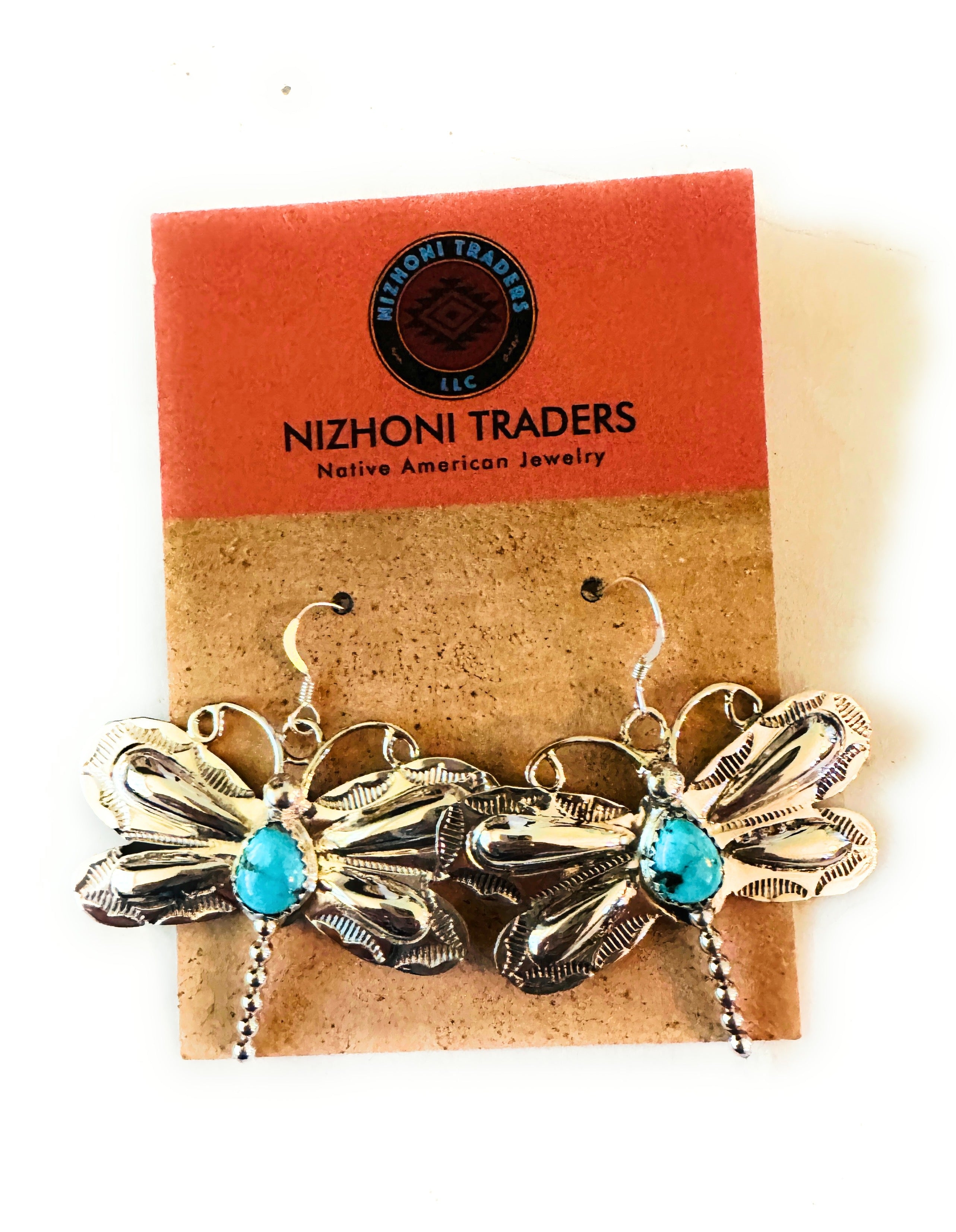 Handcrafted Turquoise & Sterling Silver Dragonfly Dangle Earrings