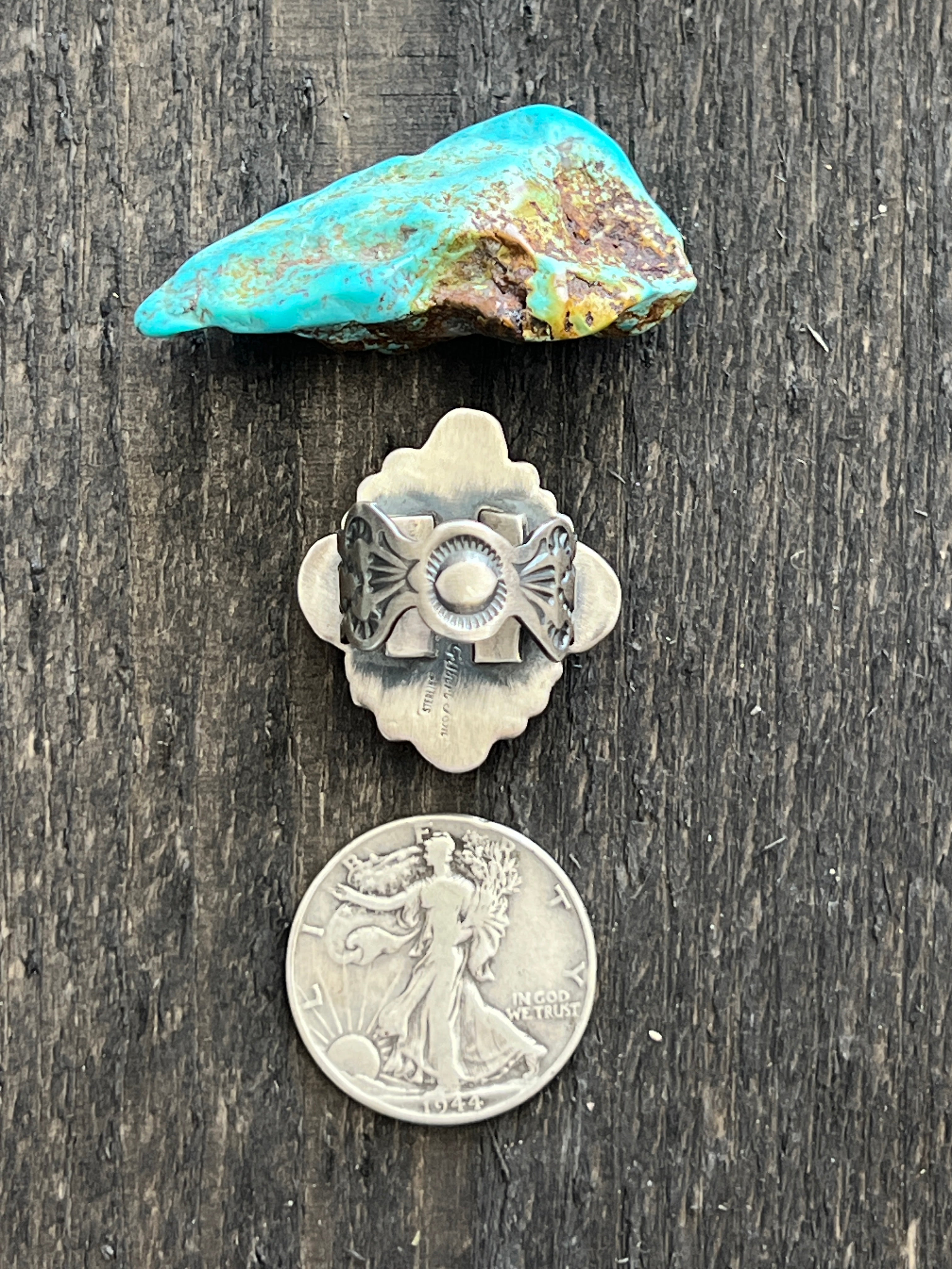 Handcrafted Sterling Silver and Sonoran Mountain Turquoise Single Stone Ring by Gilbert Tom, Size 9.5