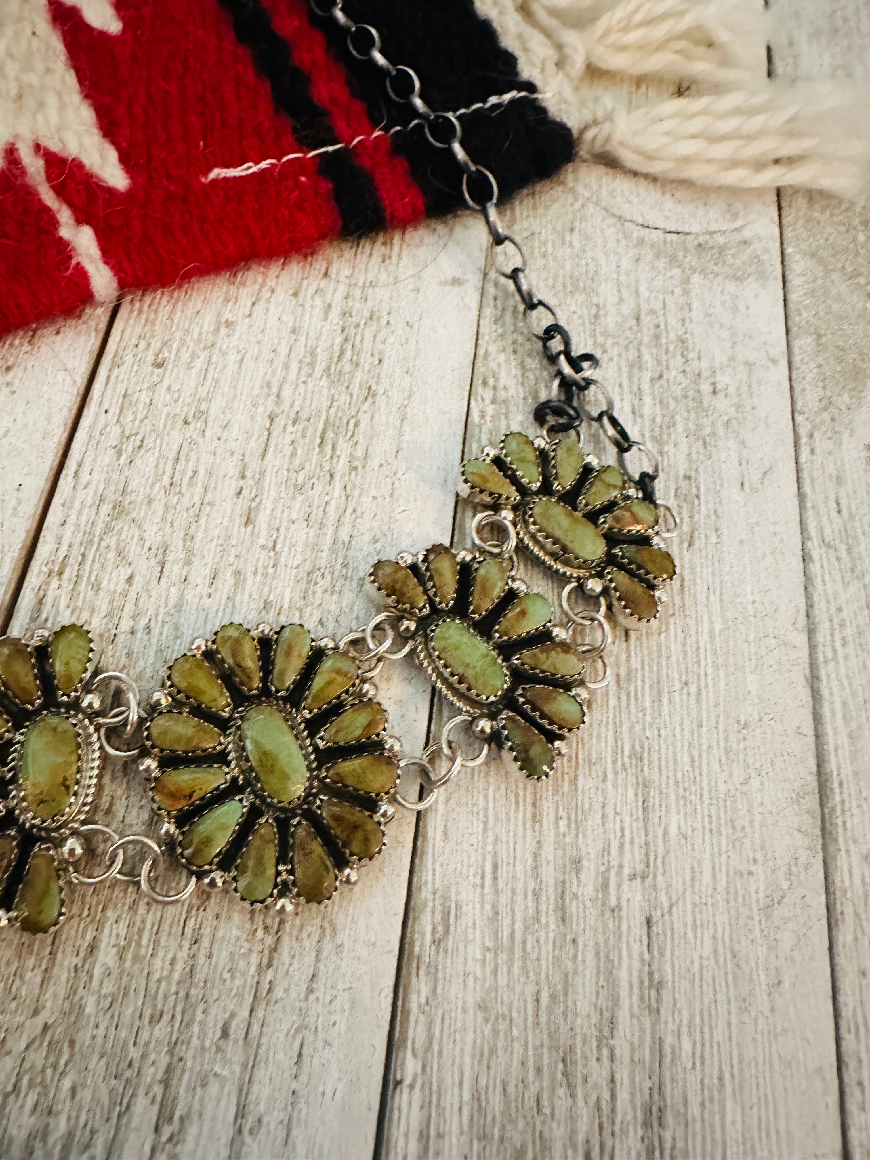 Handcrafted Sterling Silver & Turquoise Cluster Necklace