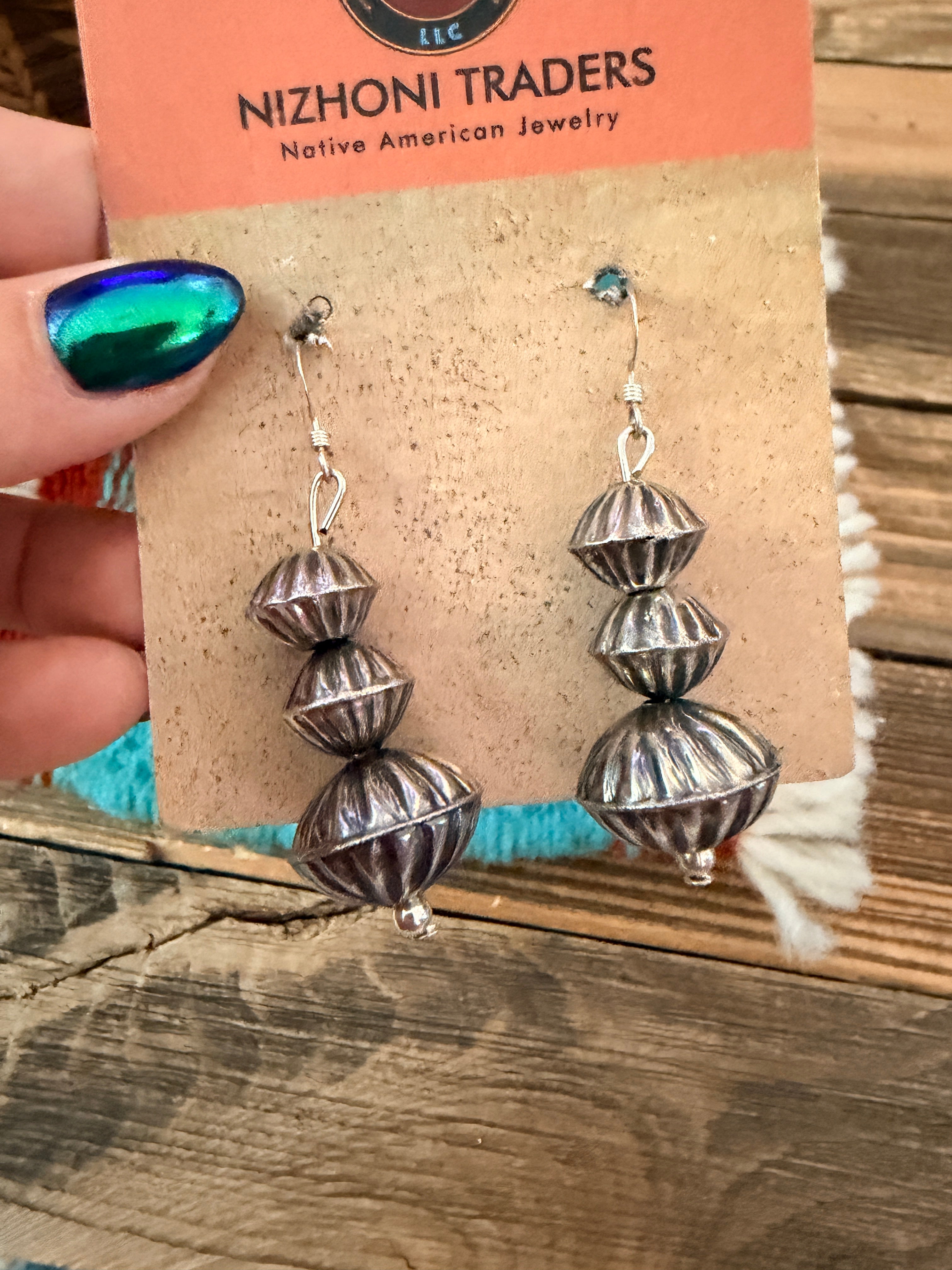 Handcrafted Sterling Silver Melon Bead Dangle Earrings