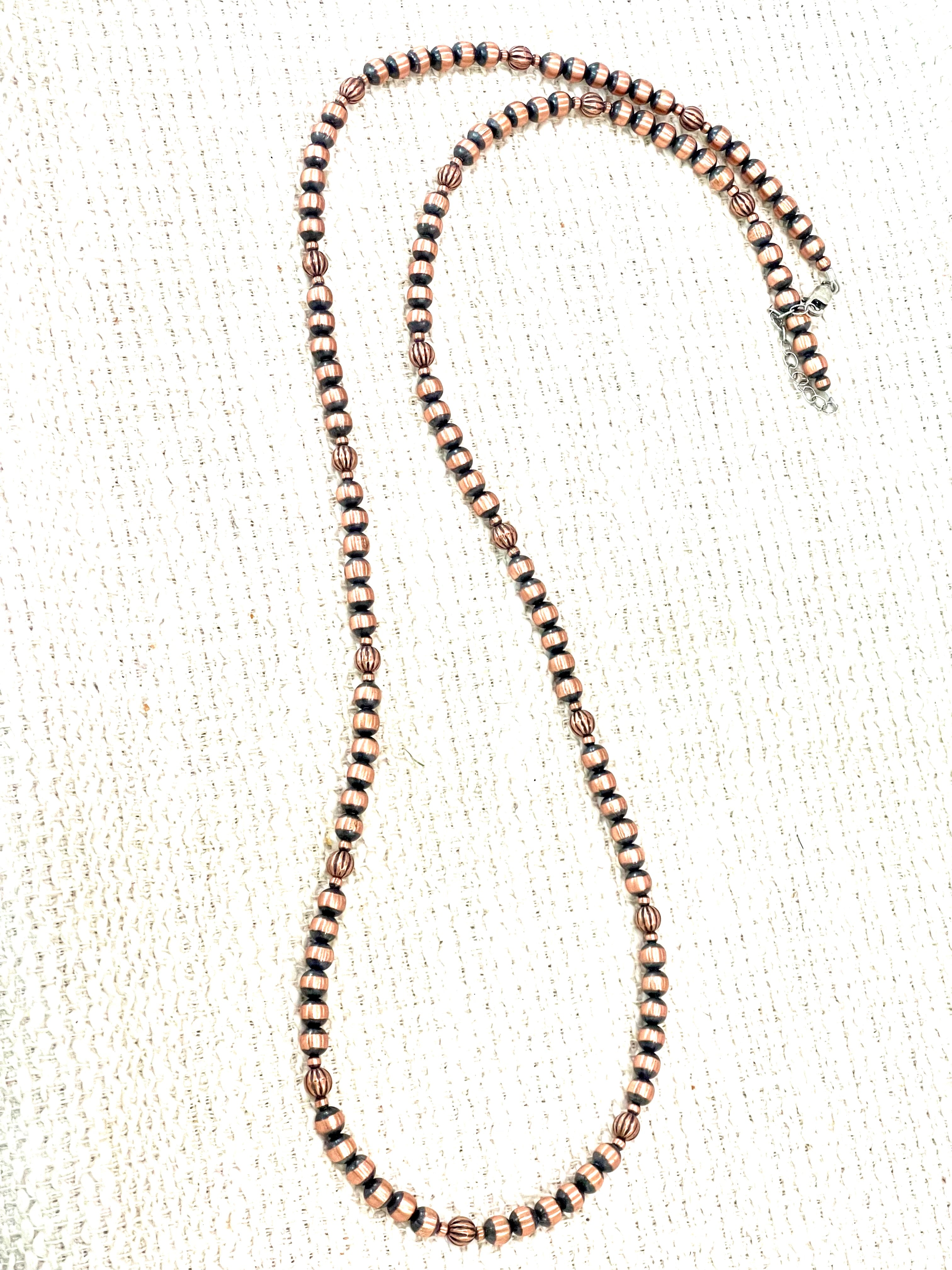 Handmade Copper 36” Beaded Necklace