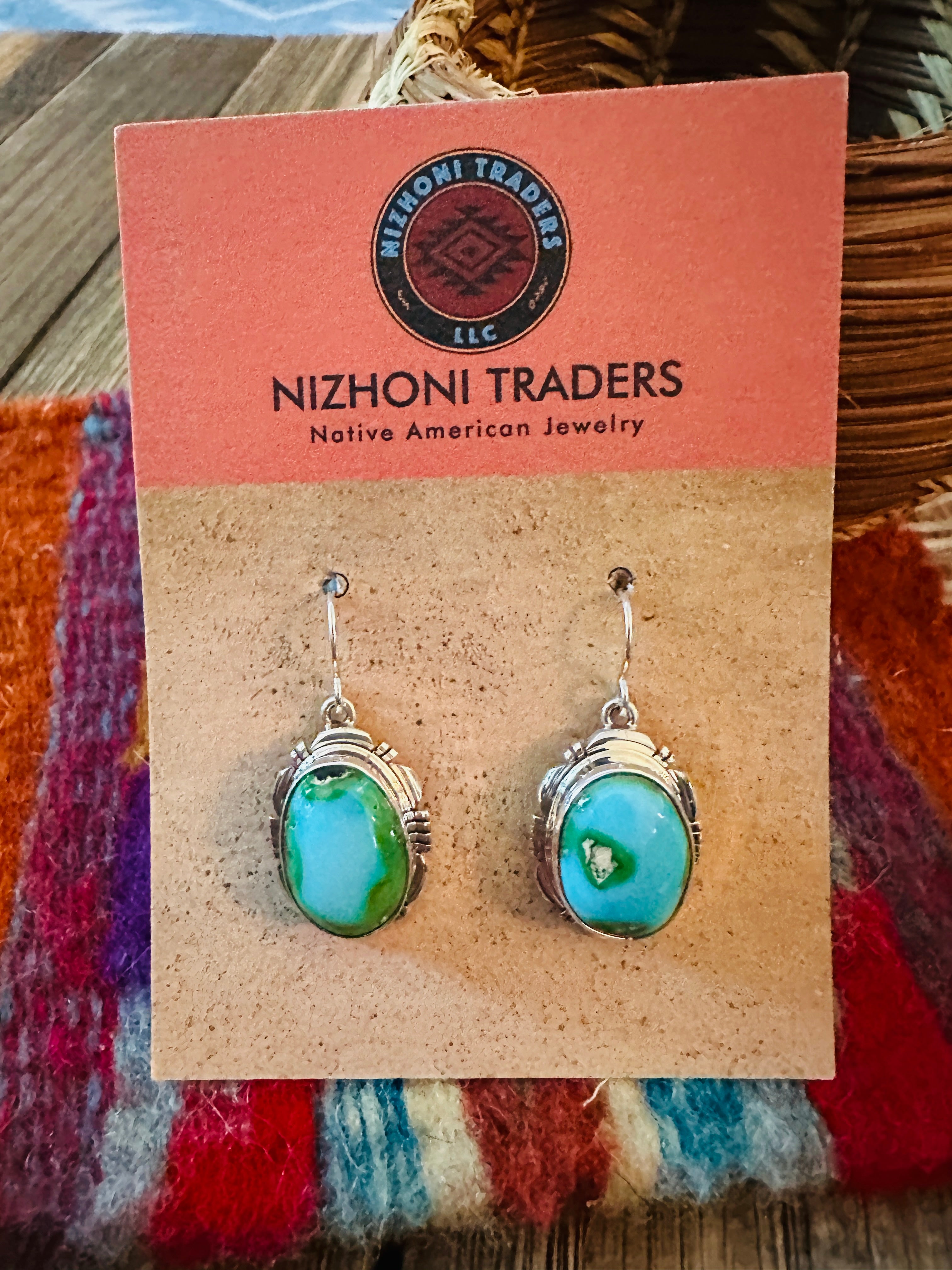 Handcrafted Sonoran Mountain Turquoise & Sterling Silver Dangle Earrings
