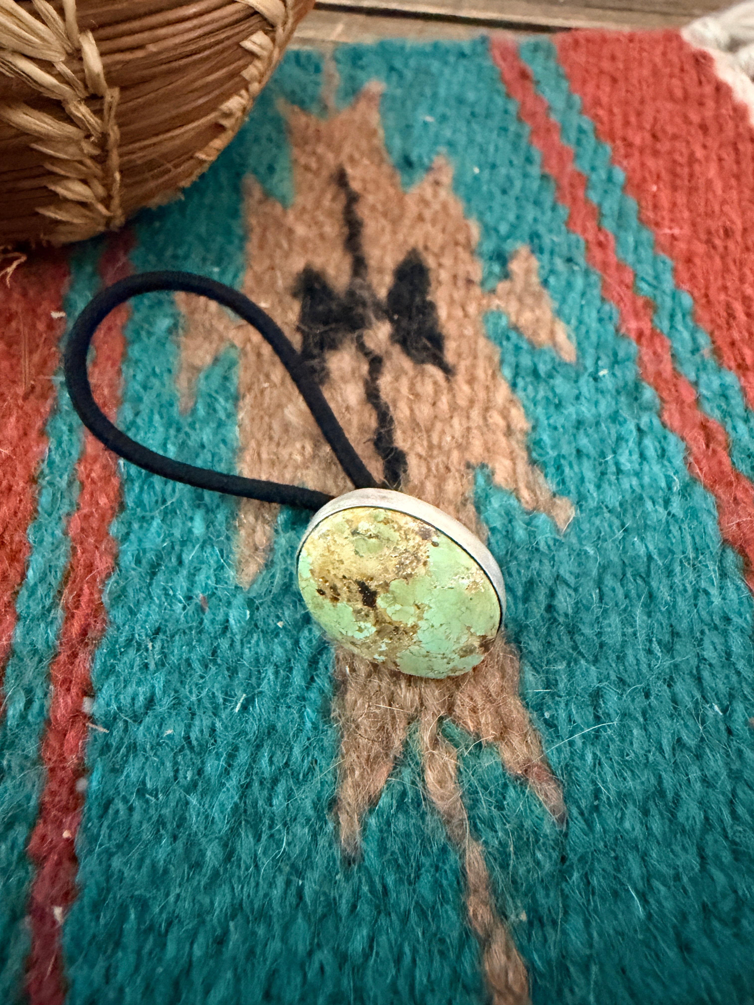 Handcrafted Turquoise & Sterling Silver Hair Tie Charm