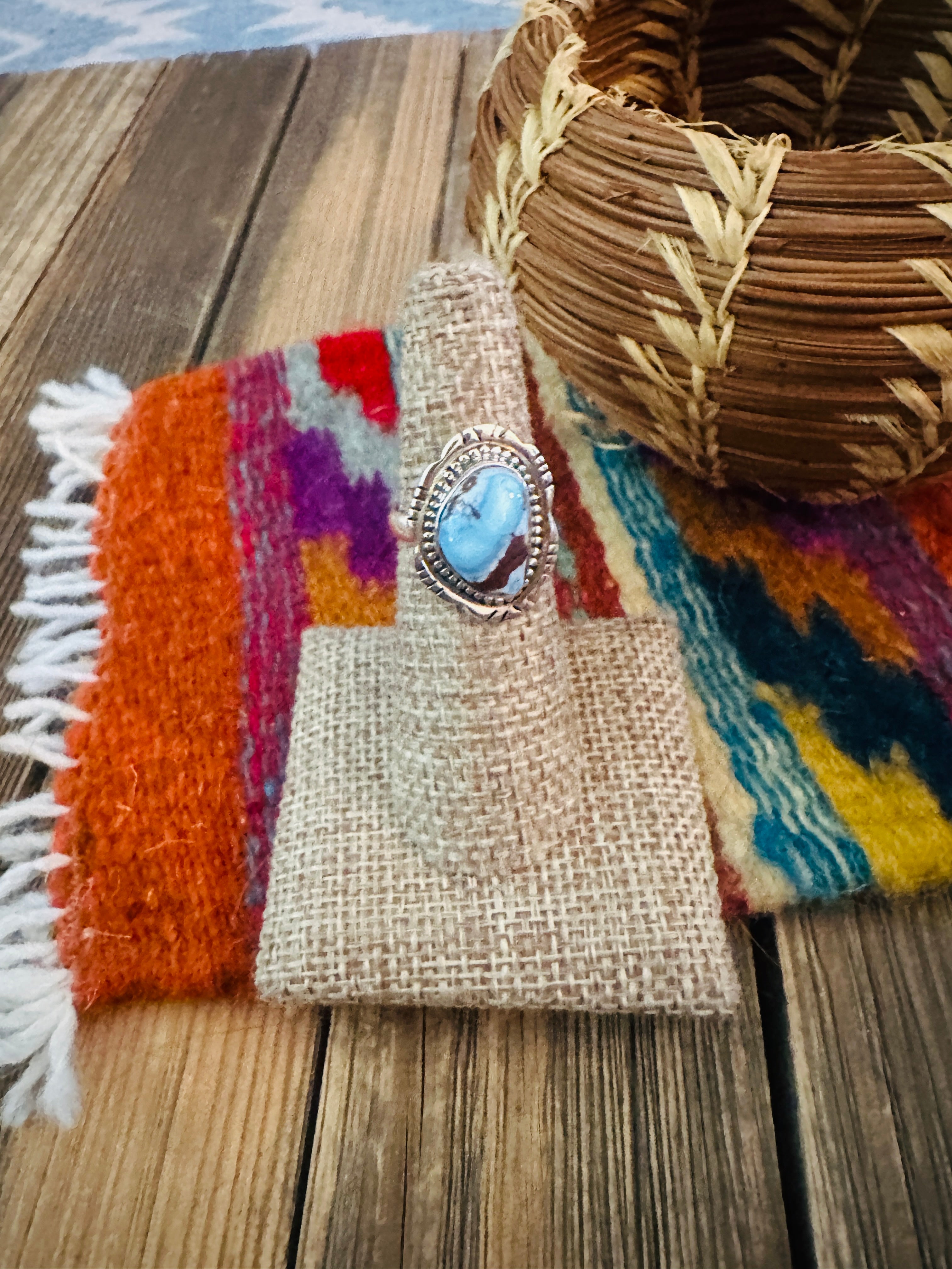 Handcrafted Golden Hills Turquoise & Sterling Silver Ring Size 6