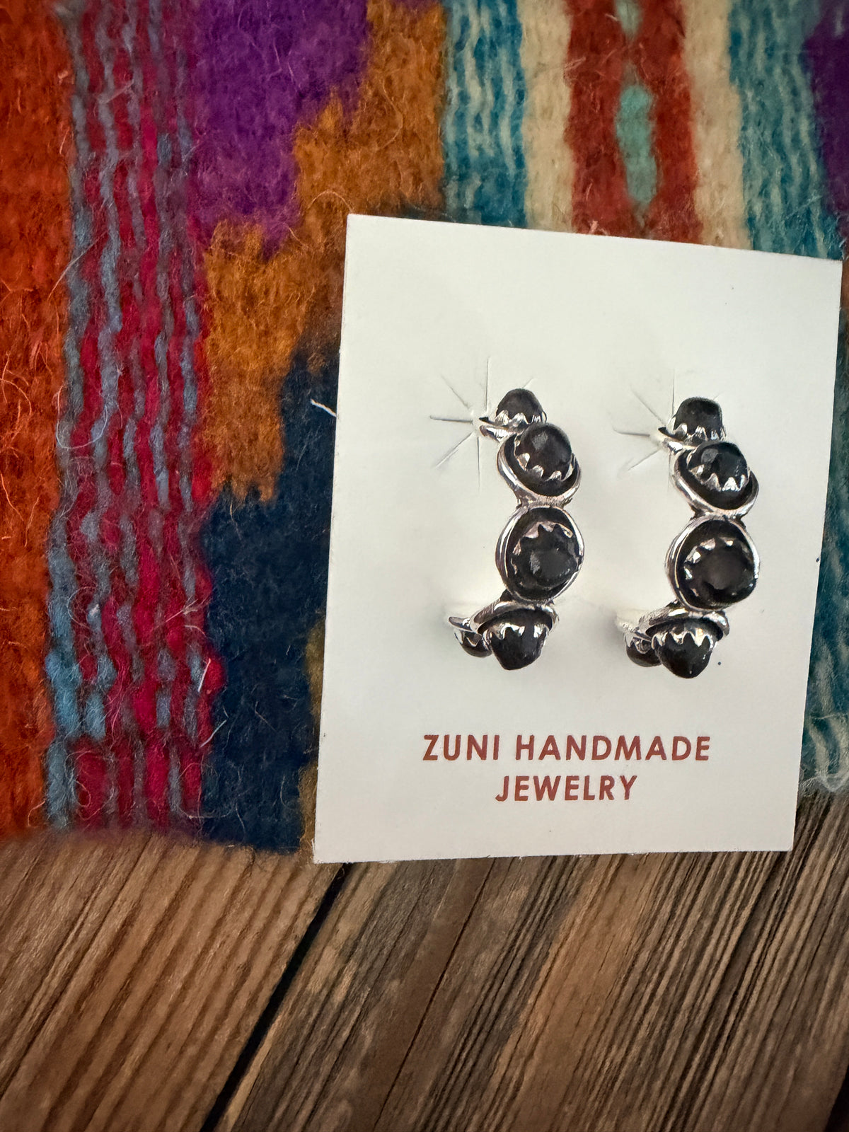 Handcrafted Sterling Silver & Onyx Snake Eye Hoop Earrings