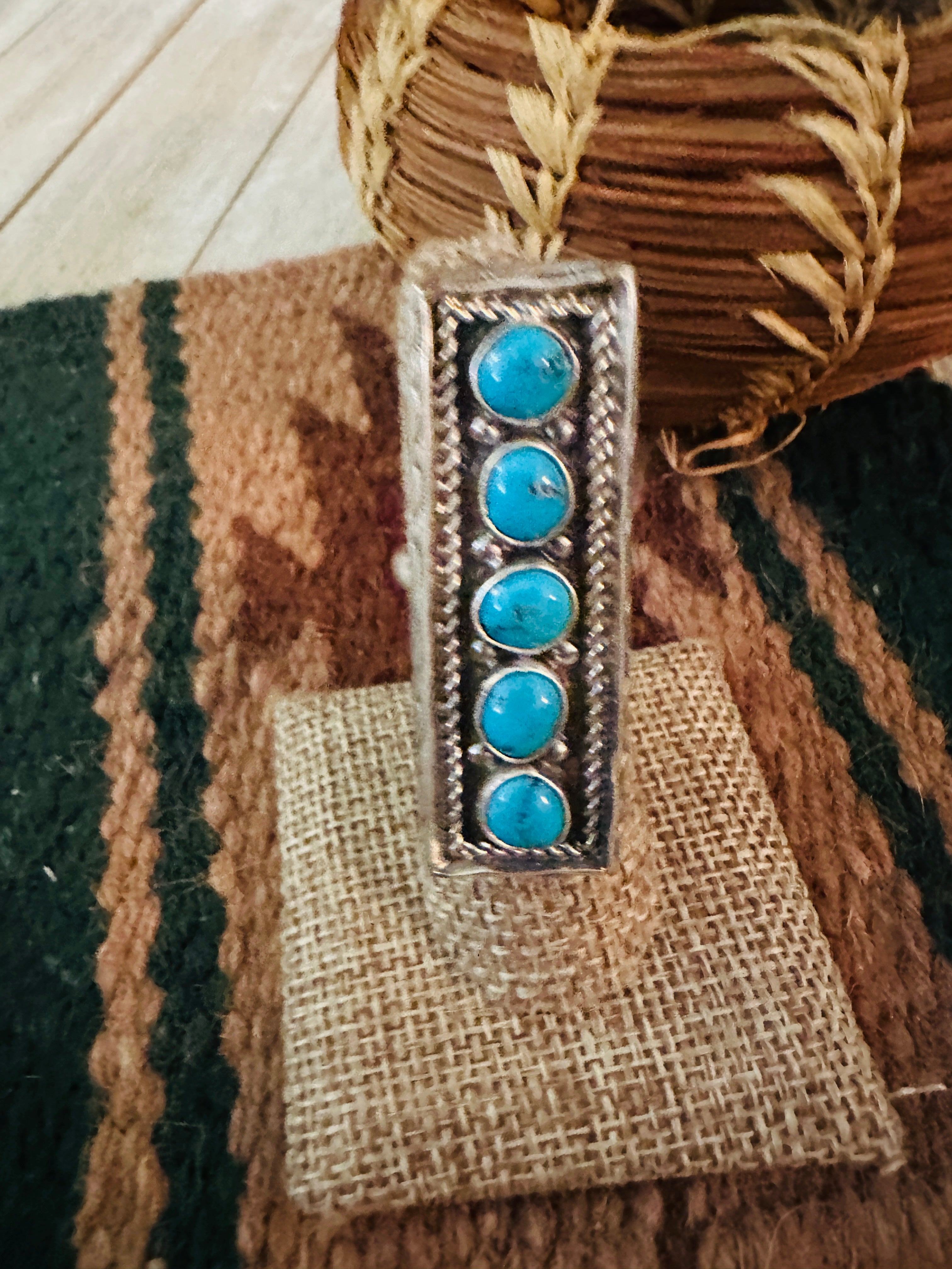 Handcrafted Sterling Silver & Turquoise Adjustable Ring