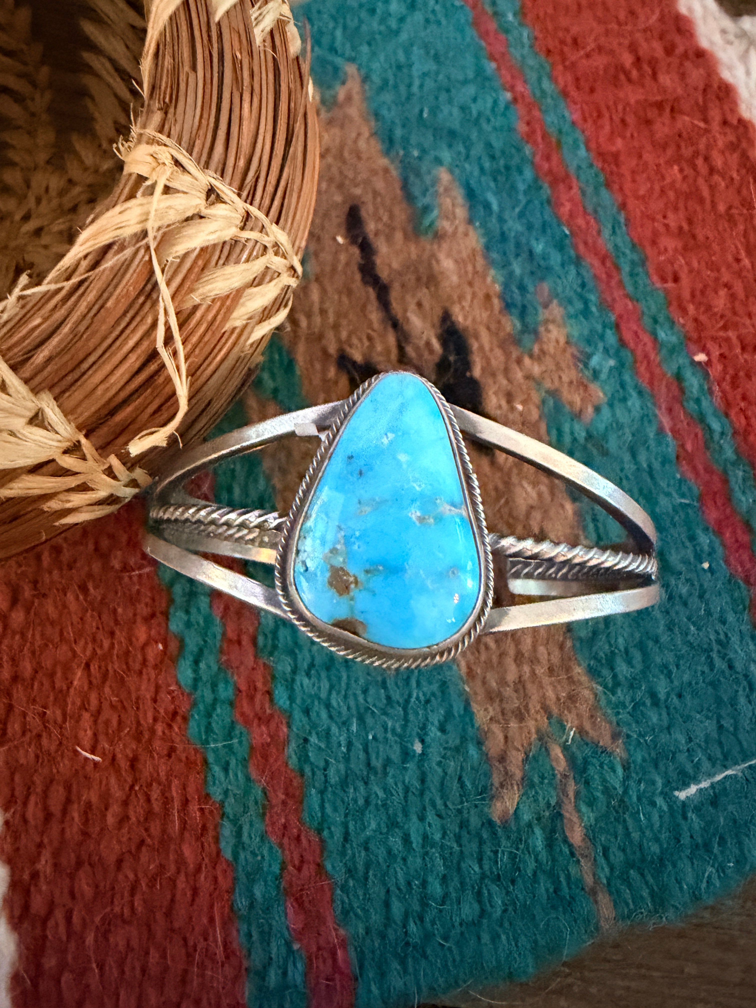 Handcrafted Sterling Silver and Turquoise Cuff Bracelet by Paul Livingston
