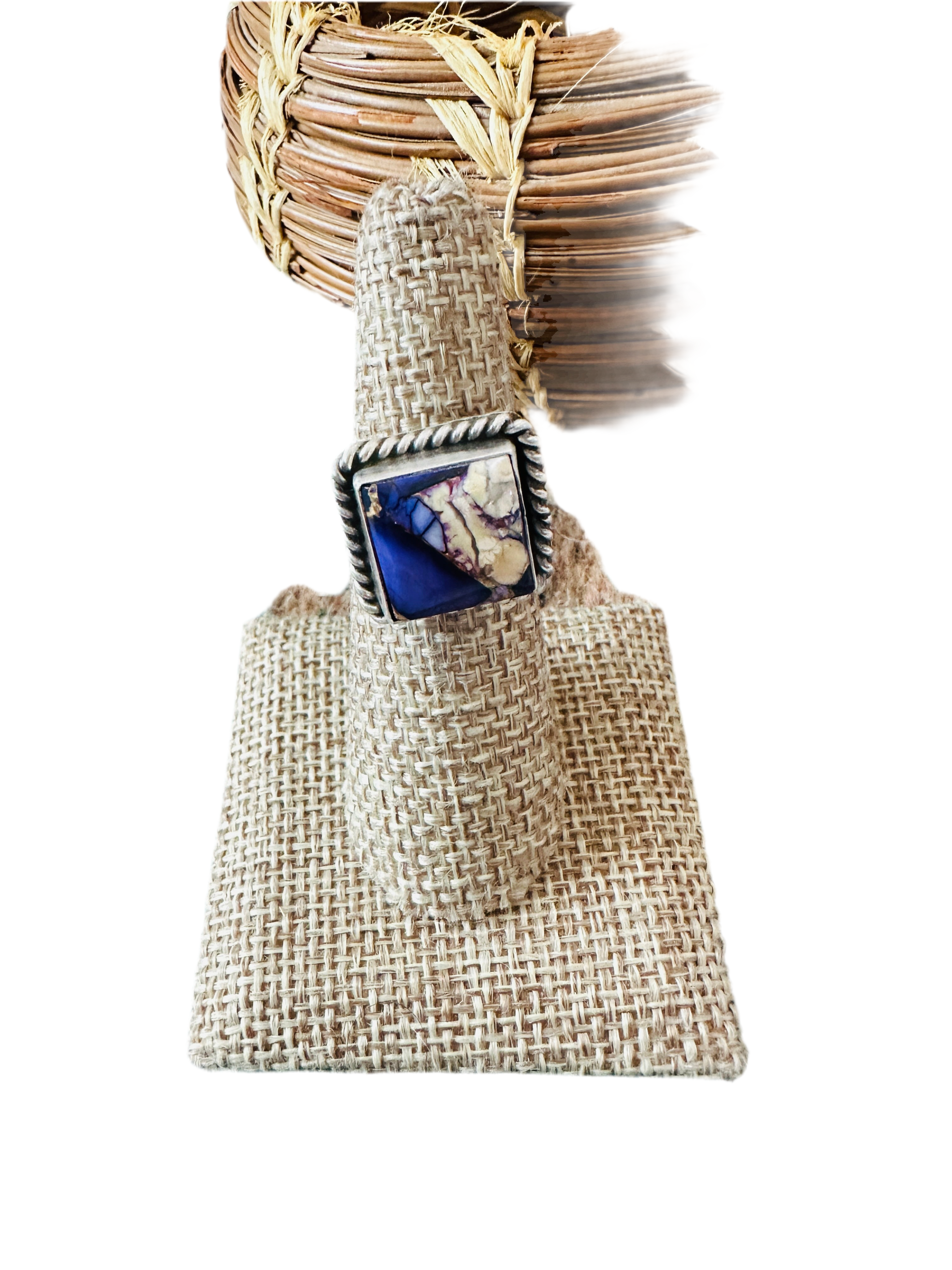 Handcrafted Sterling Silver & Purple Ice Rose Dahlia Adjustable Ring