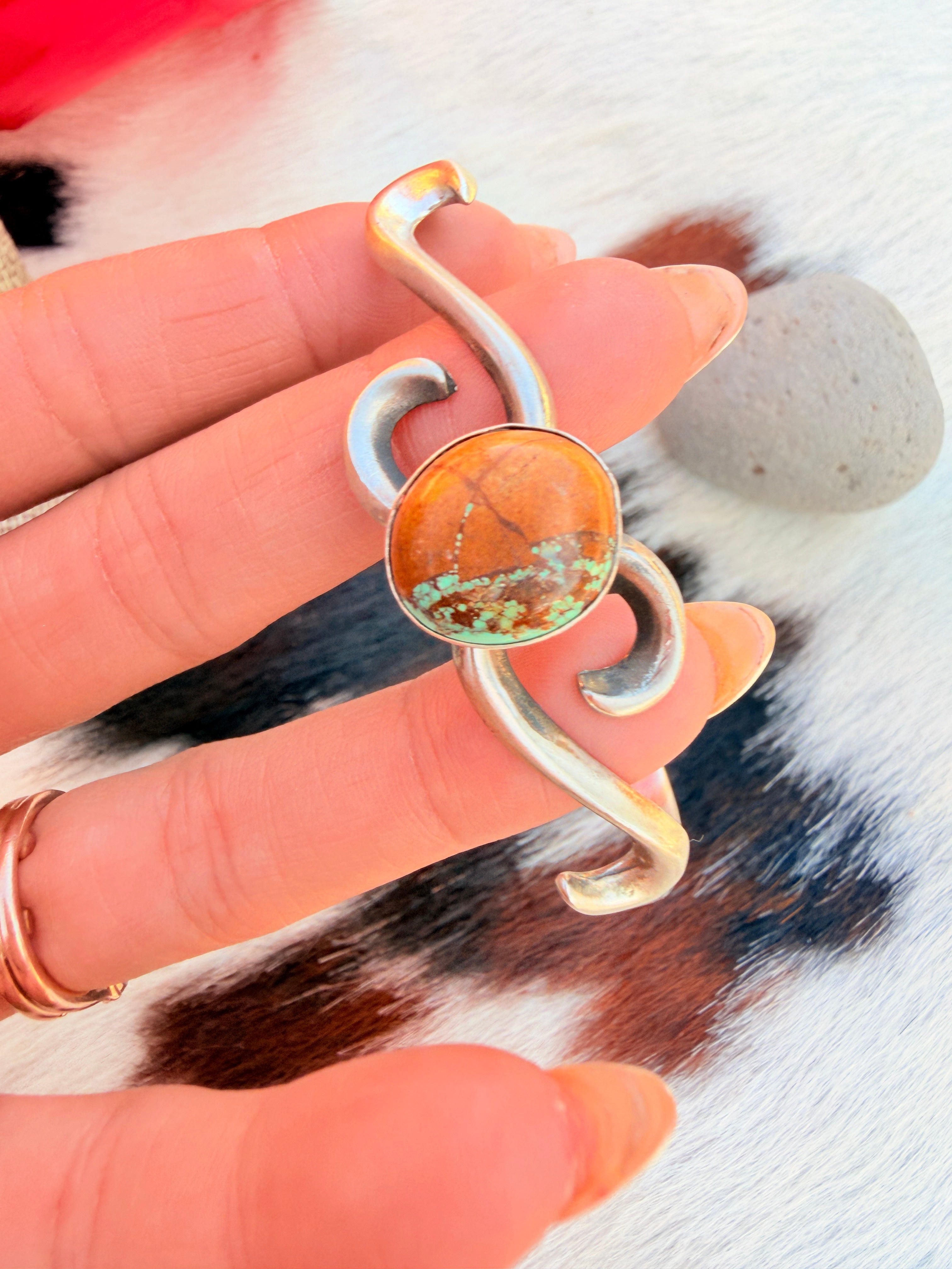 Handcrafted Royston Turquoise & Sterling Silver Cuff Bracelet