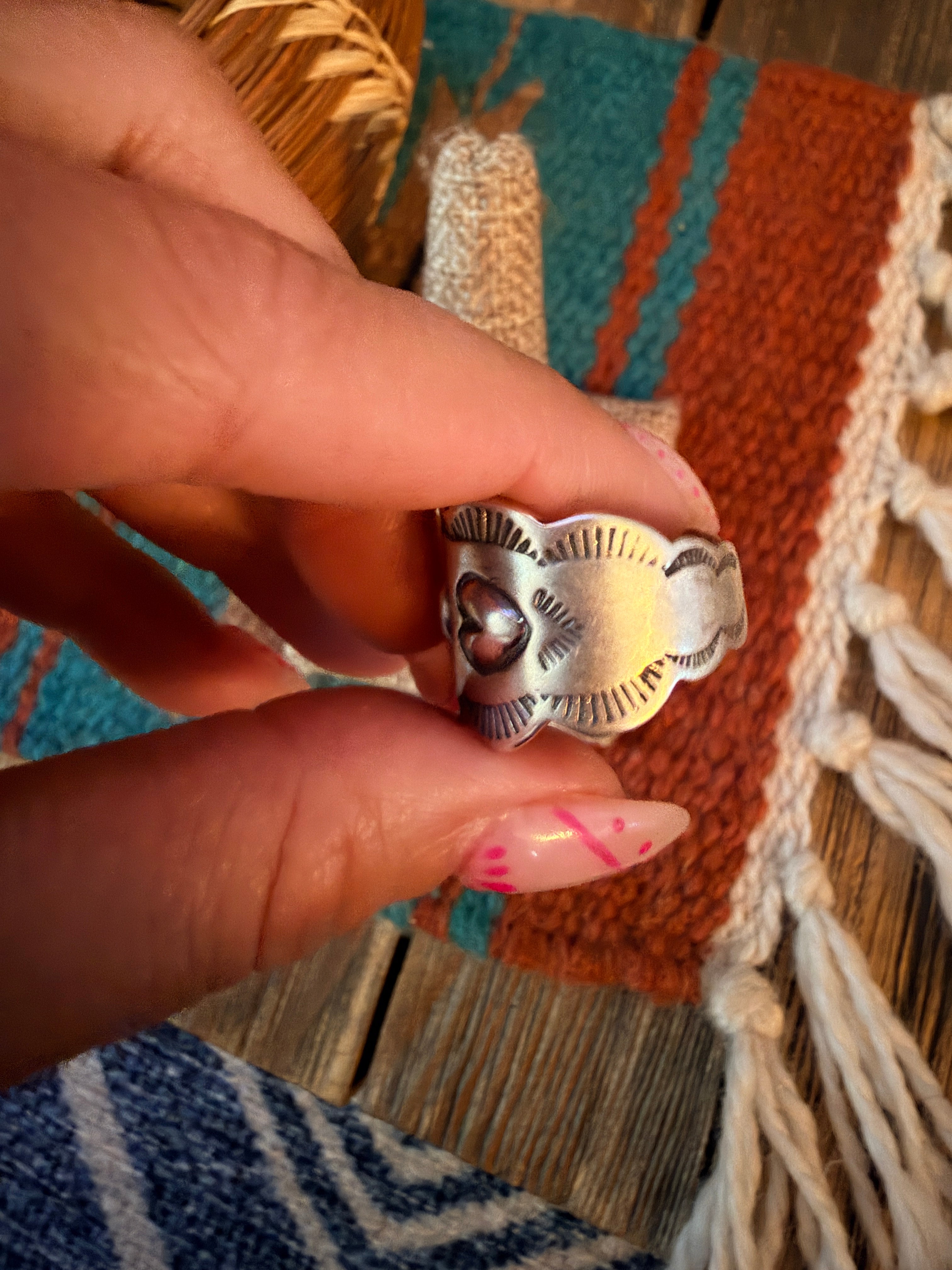 Handcrafted Sterling Silver Heart Band Ring by Benson Shorty