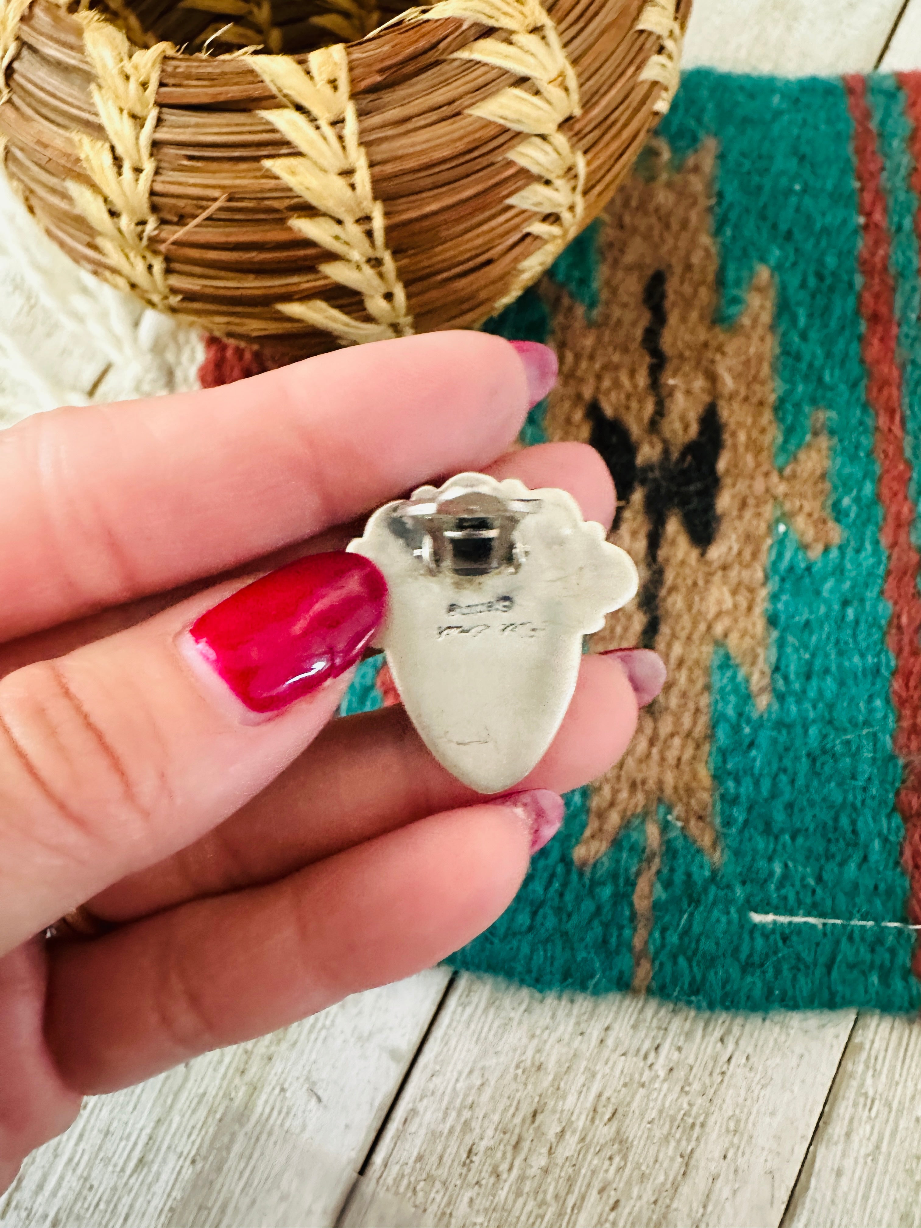 Handcrafted Old Pawn Sterling Silver & Lapis Clip On Earrings