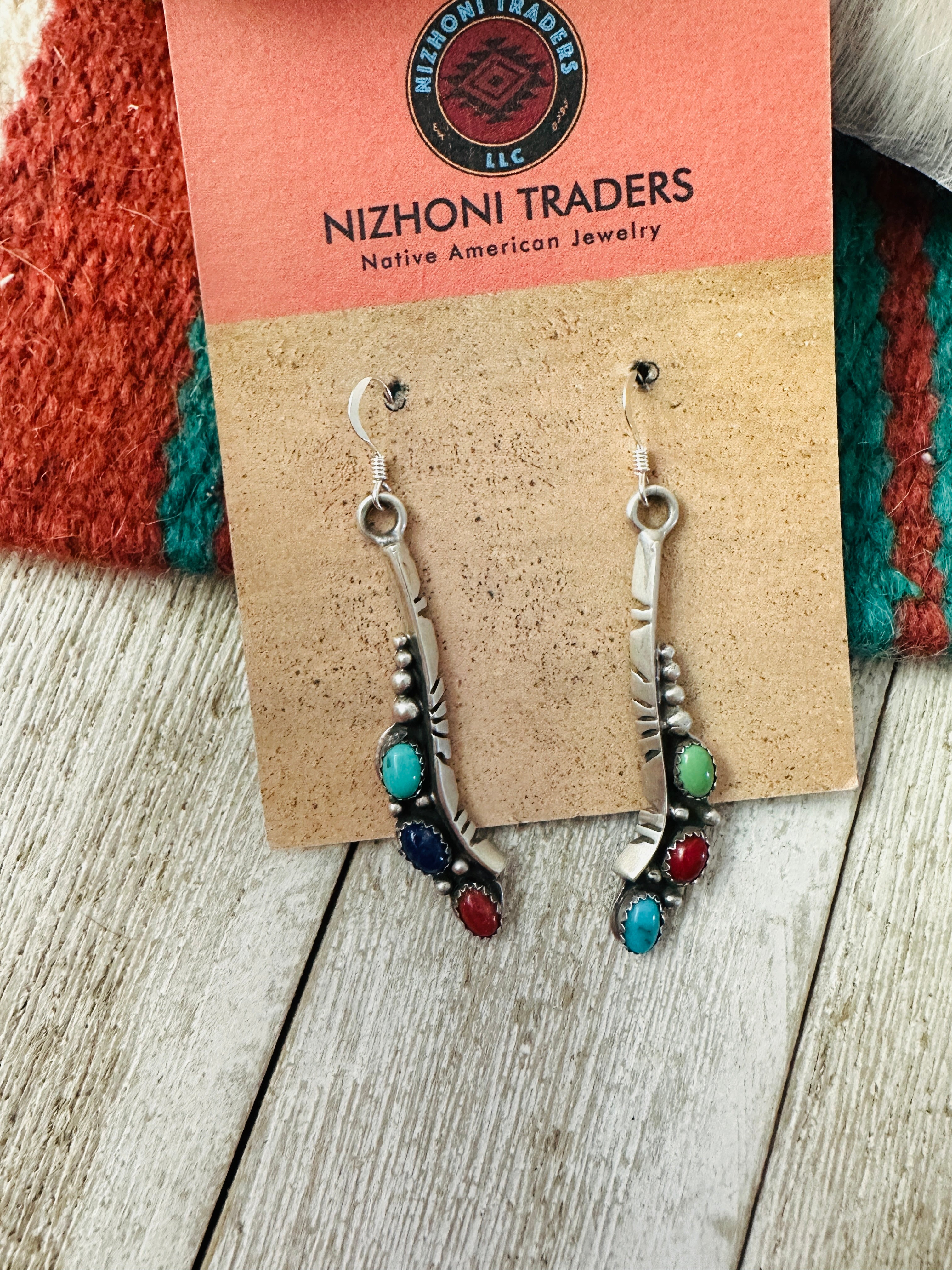 Handcrafted Multi Stone & Sterling Silver Cluster Necklace and Earring Set by Charles Johnson