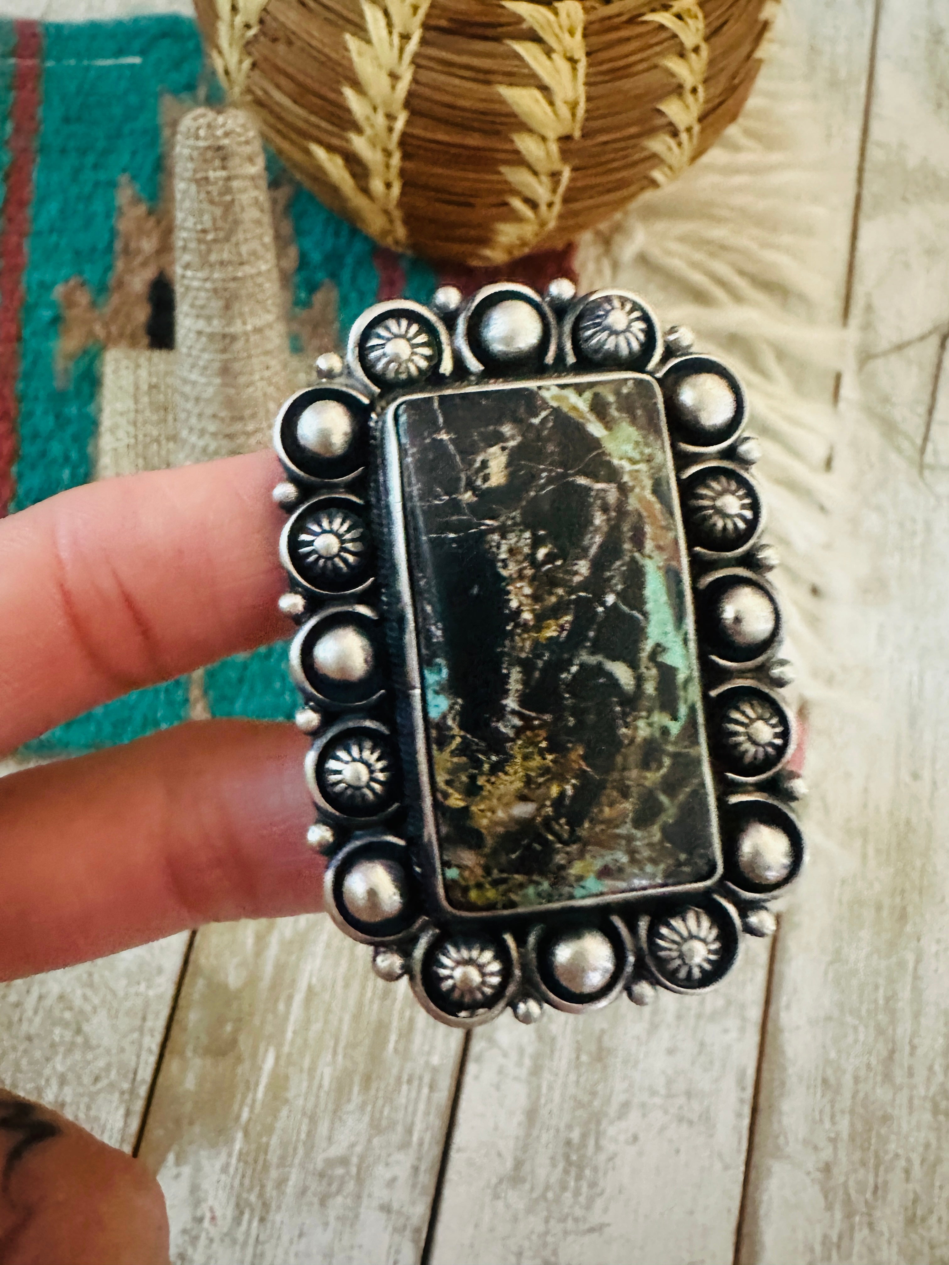Handcrafted Blackjack Turquoise & Sterling Silver Ring Size 7 by Jackson Hoskie