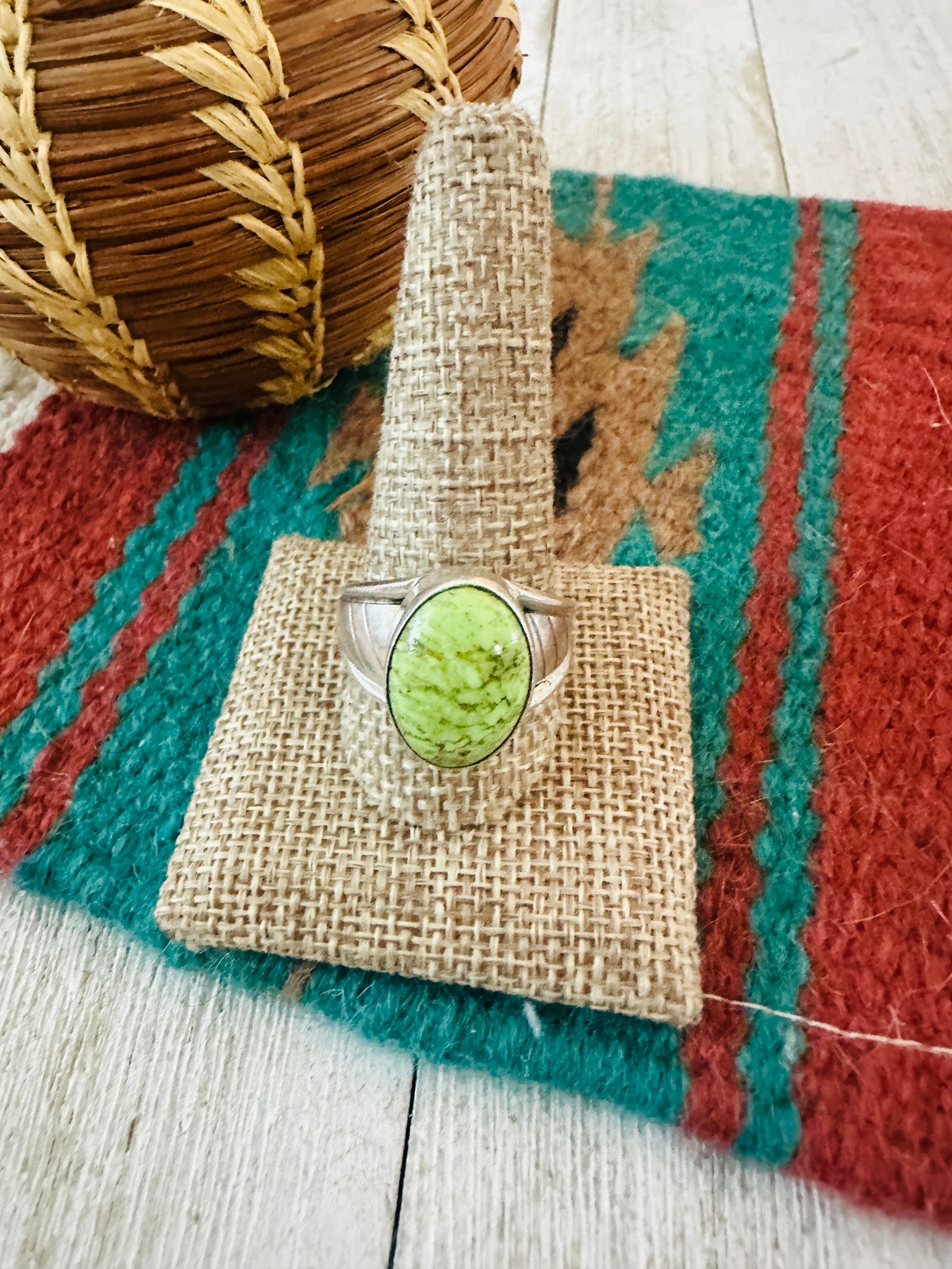 Handcrafted Old Pawn Sterling Silver & Gaspeite Ring