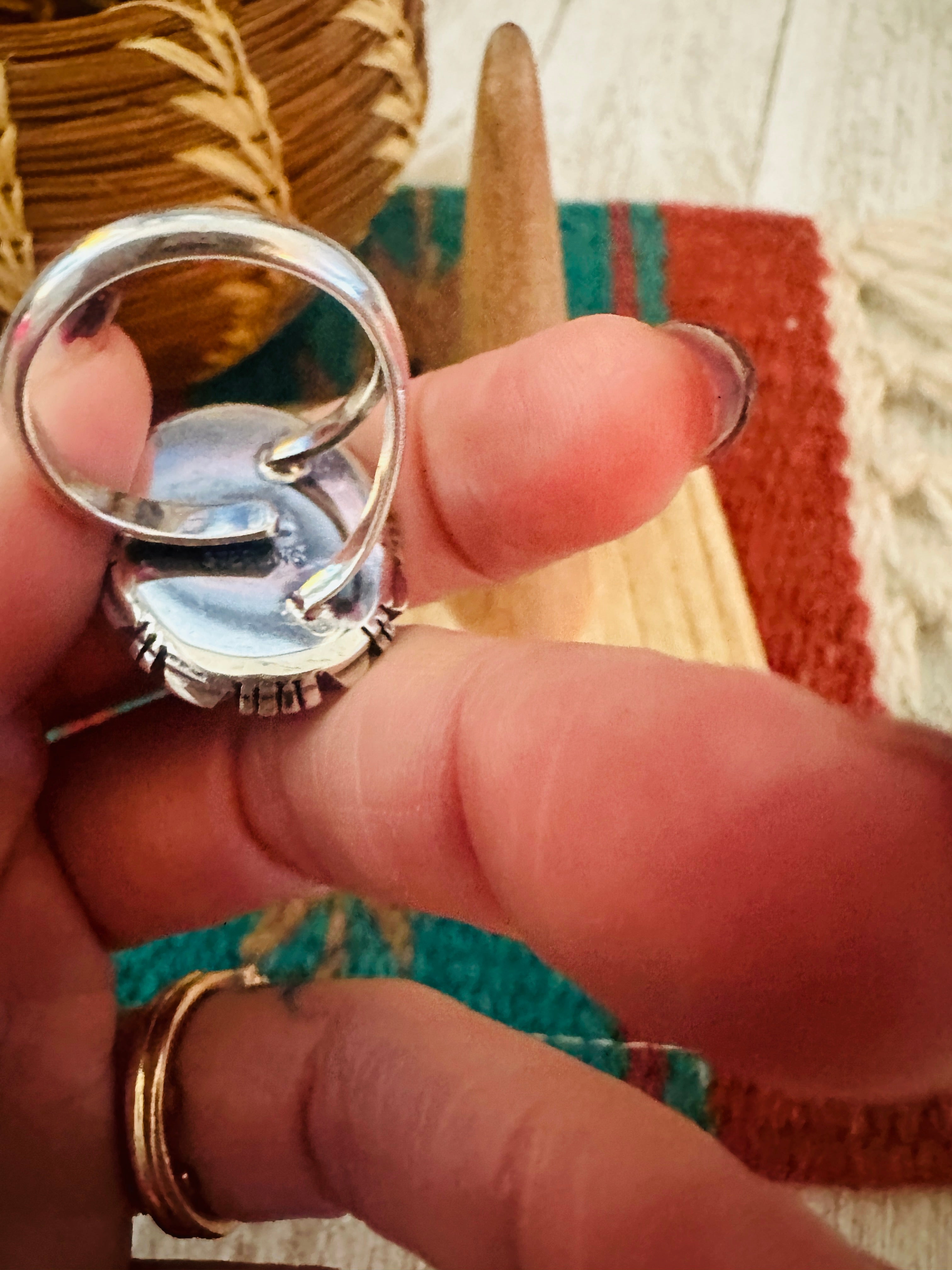 Handcrafted Sterling Silver & Pink Dream Mojave Adjustable Ring