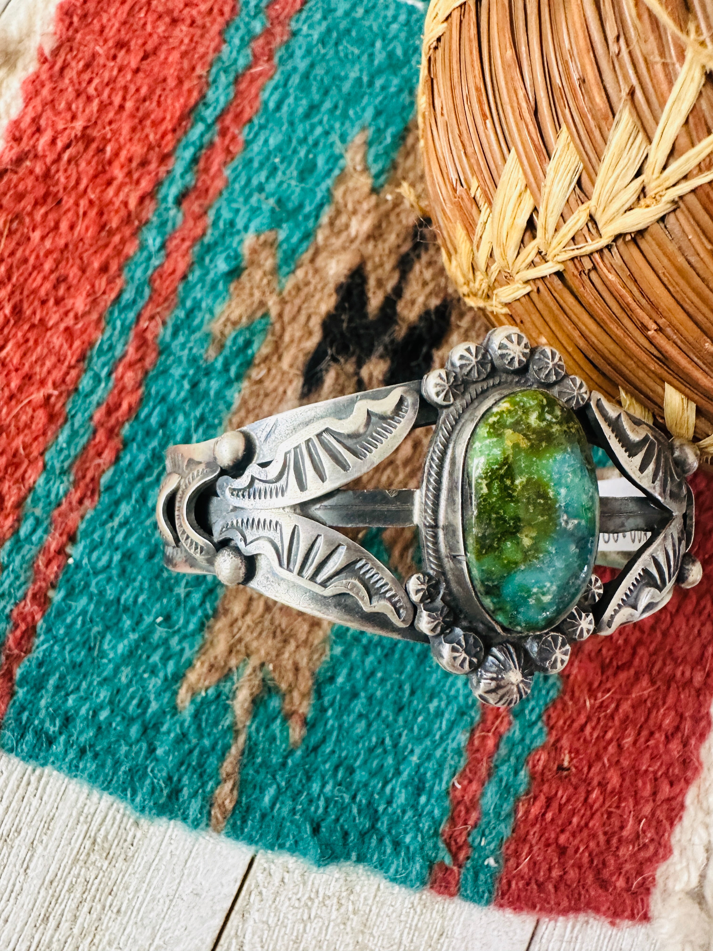 Handcrafted Sonoran Mountain Turquoise & Sterling Silver Cuff Bracelet