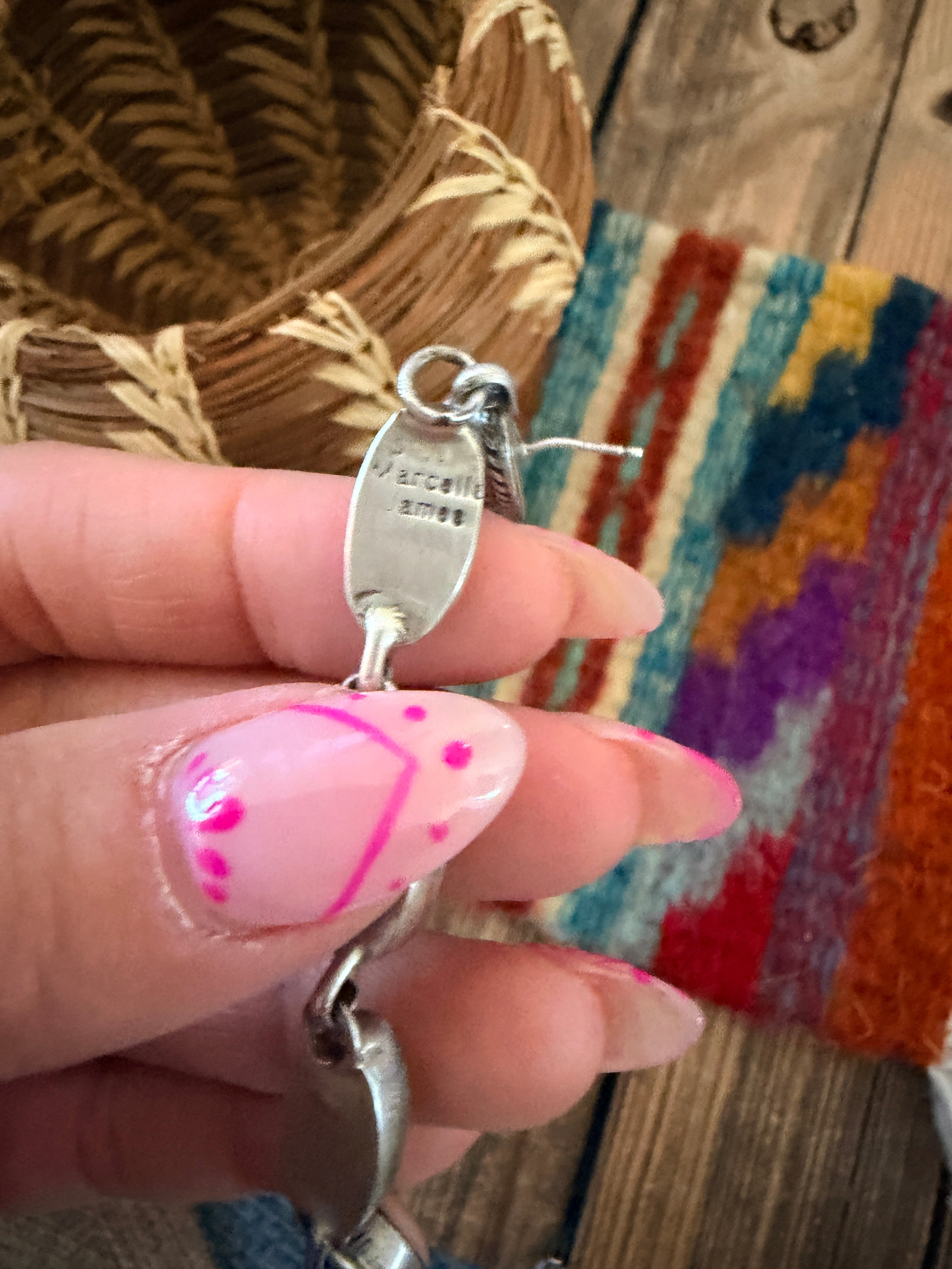 Handcrafted Queen Pink Conch & Sterling Silver Dangle Earrings by Marcella James
