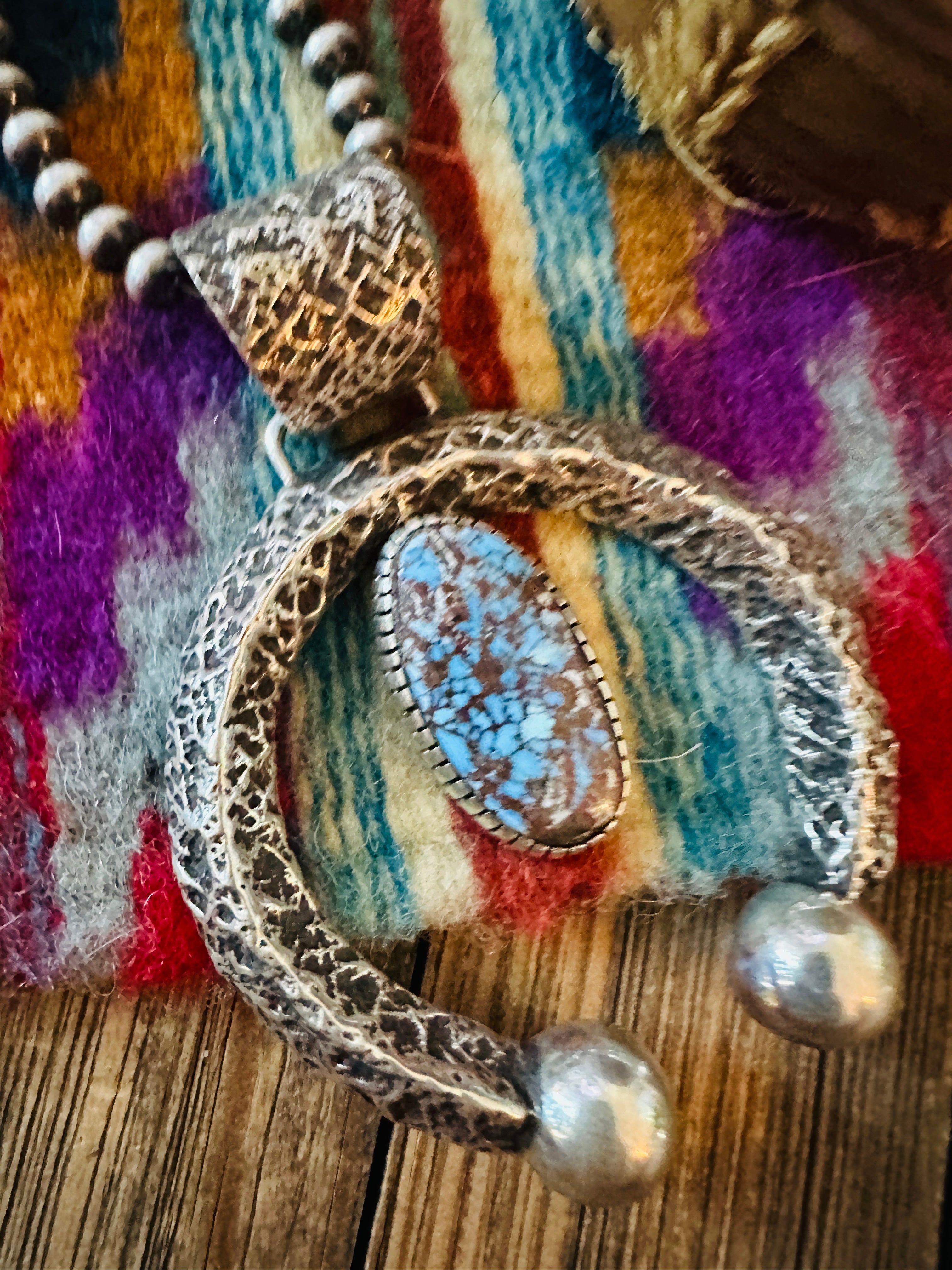 Handcrafted Sterling Silver & Golden Hills Turquoise Naja Pendant by Wyatt Lee