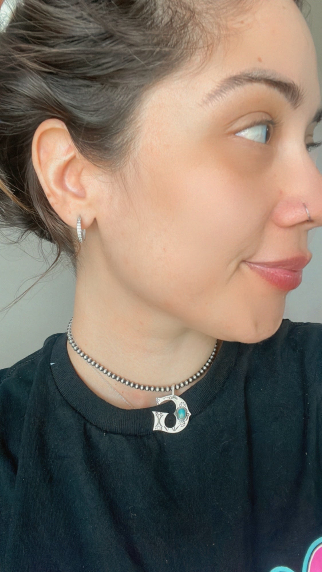 Handmade Sterling Silver and Turquoise Letter Pendant