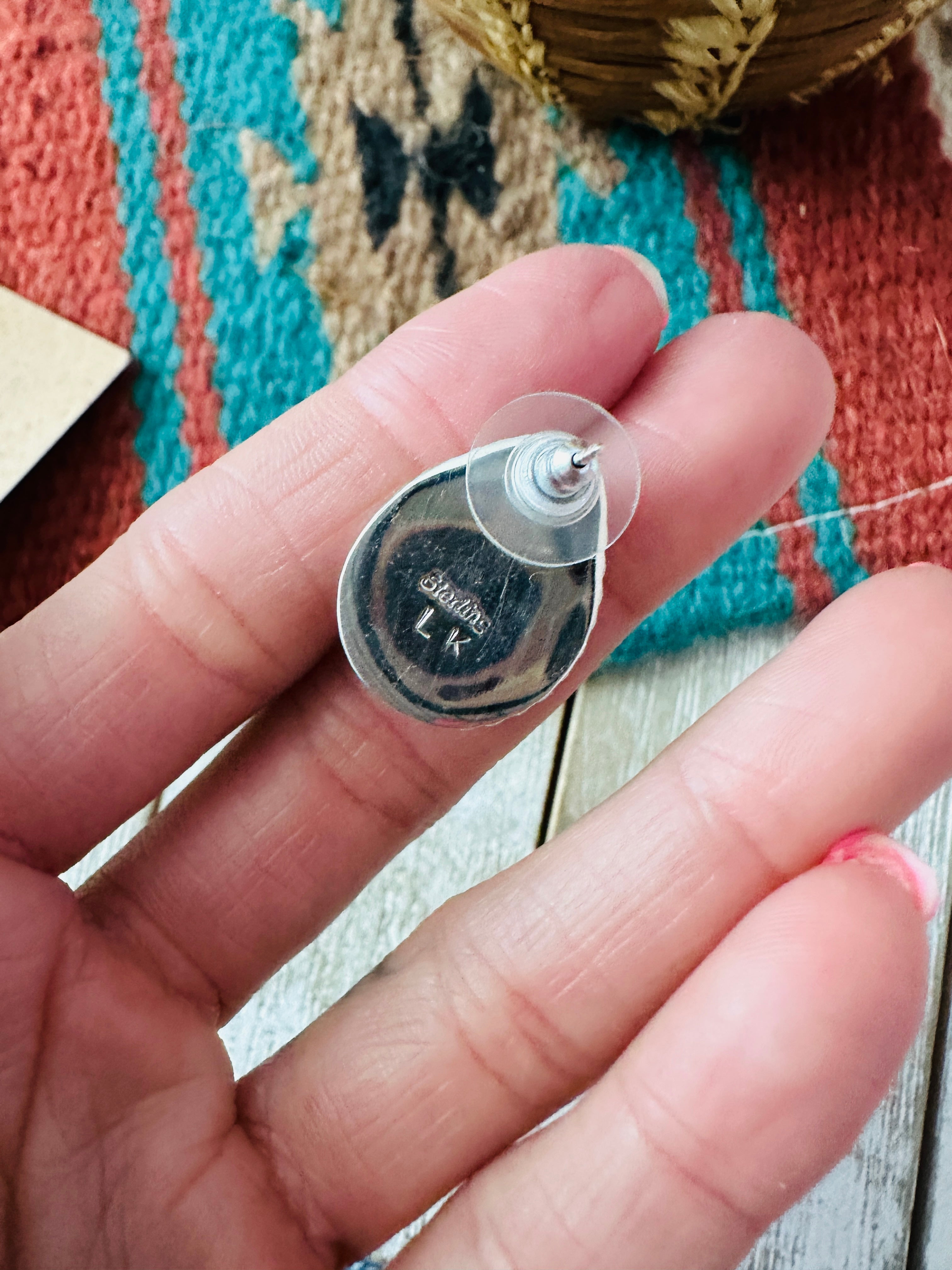 Handcrafted Sterling Silver & Spice Teardrop Stud Earrings