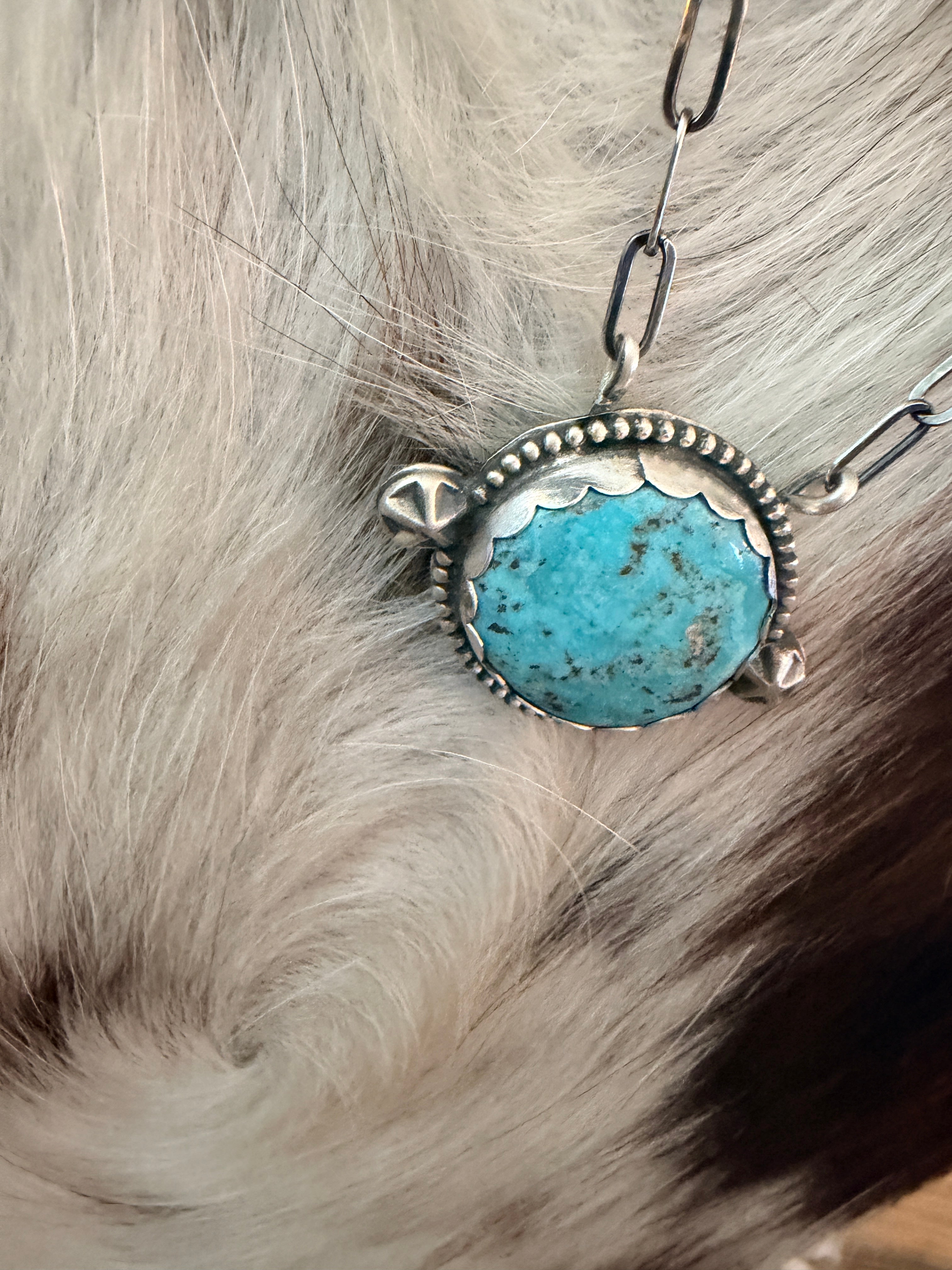 Handmade Sterling Silver & Blue Ridge Turquoise Necklace