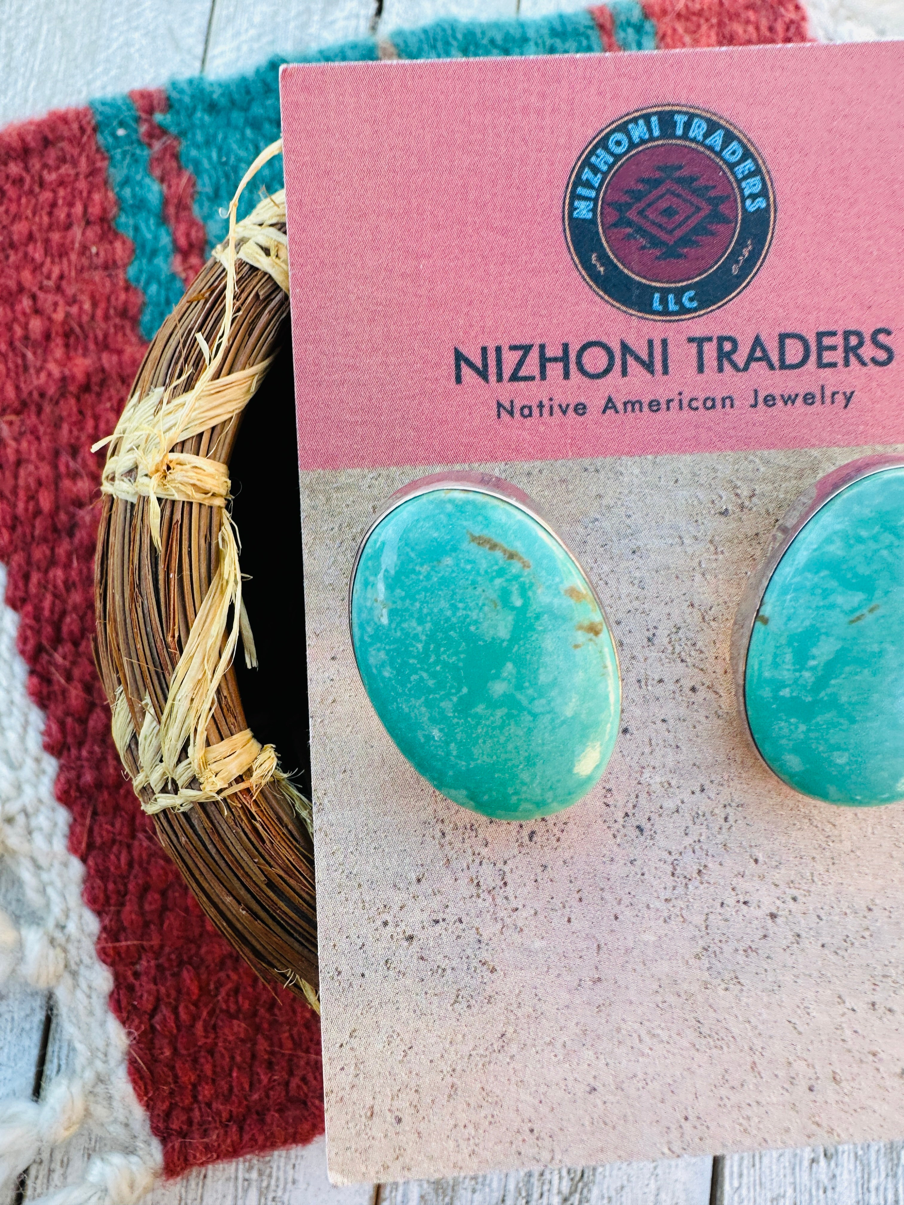 Handcrafted Kingman Turquoise & Sterling Silver Clip On Earrings