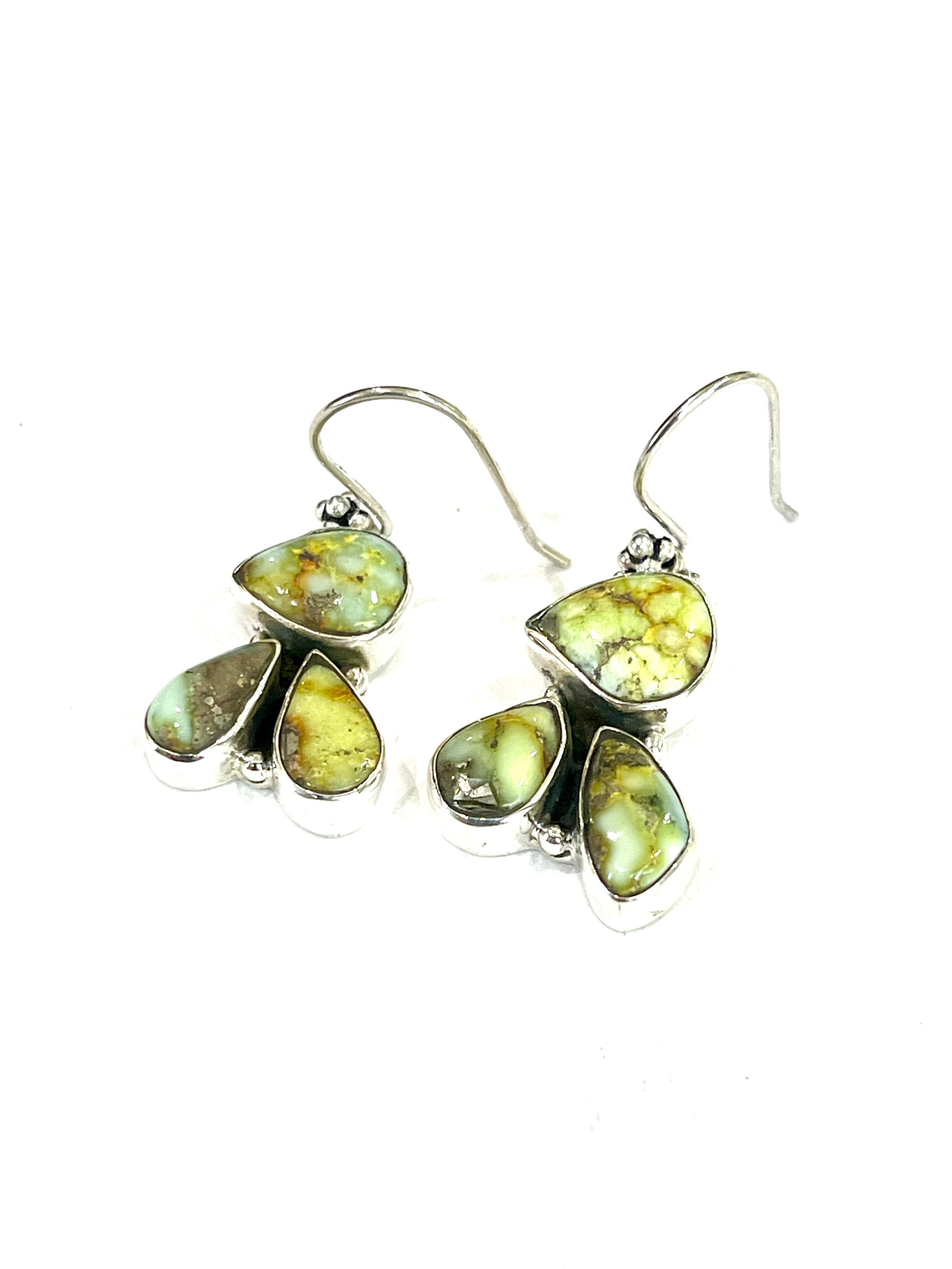 Handmade Sterling Silver & Palomino Dangle Earrings