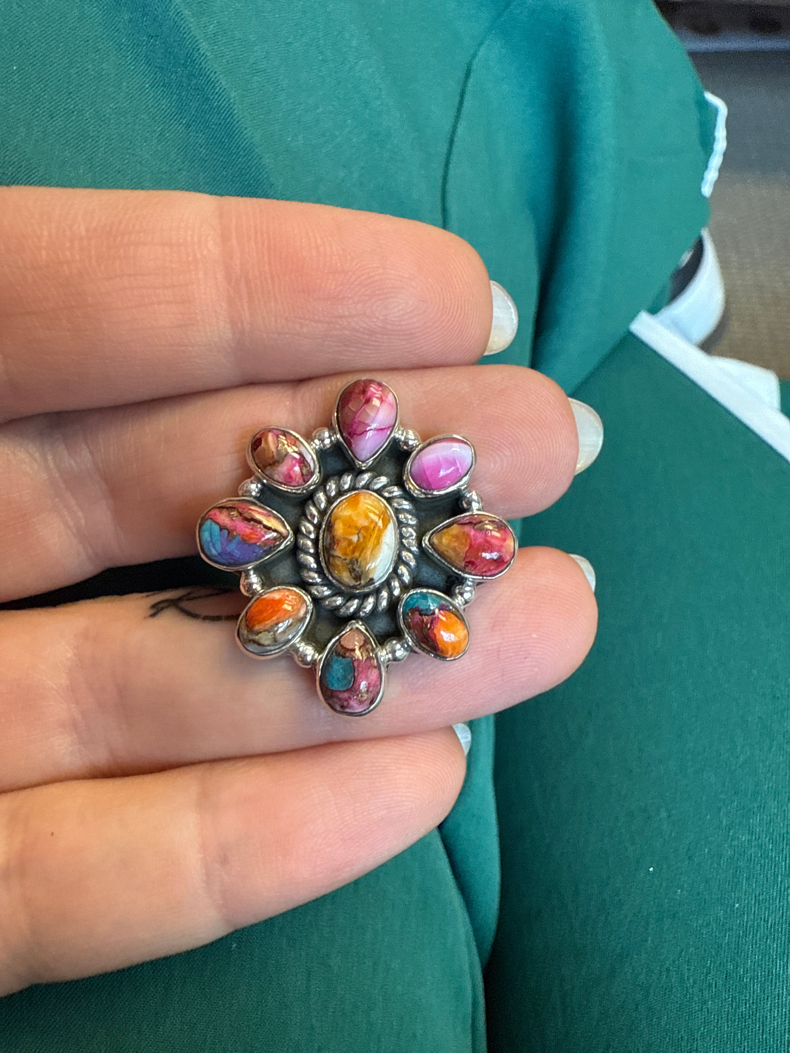 Handmade Adjustable Pink Dream Mojave & Sterling Silver Ring