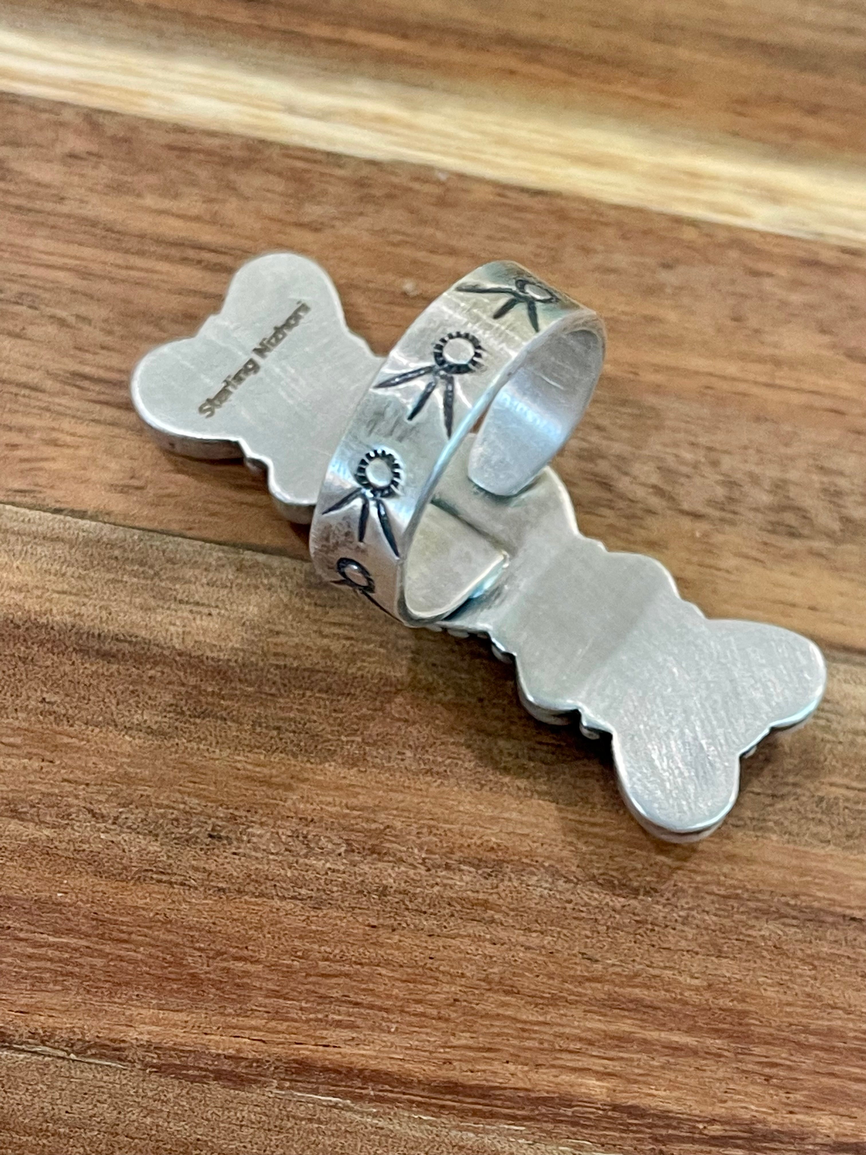 Beautiful Handmade Multi Stone And Sterling Silver Adjustable Ring