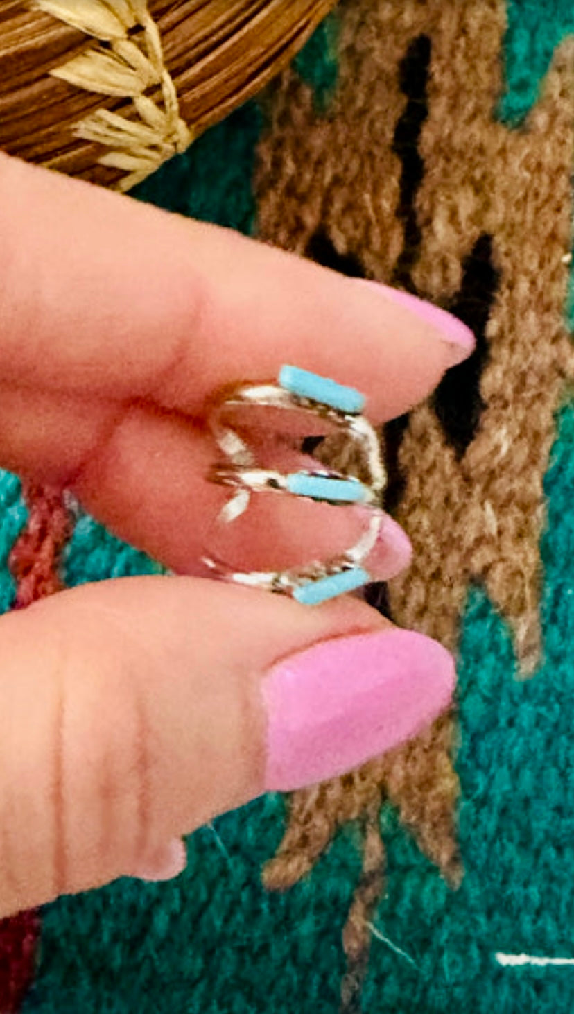 Handcrafted Sterling Silver & Turquoise Ear Cuff 3 ST