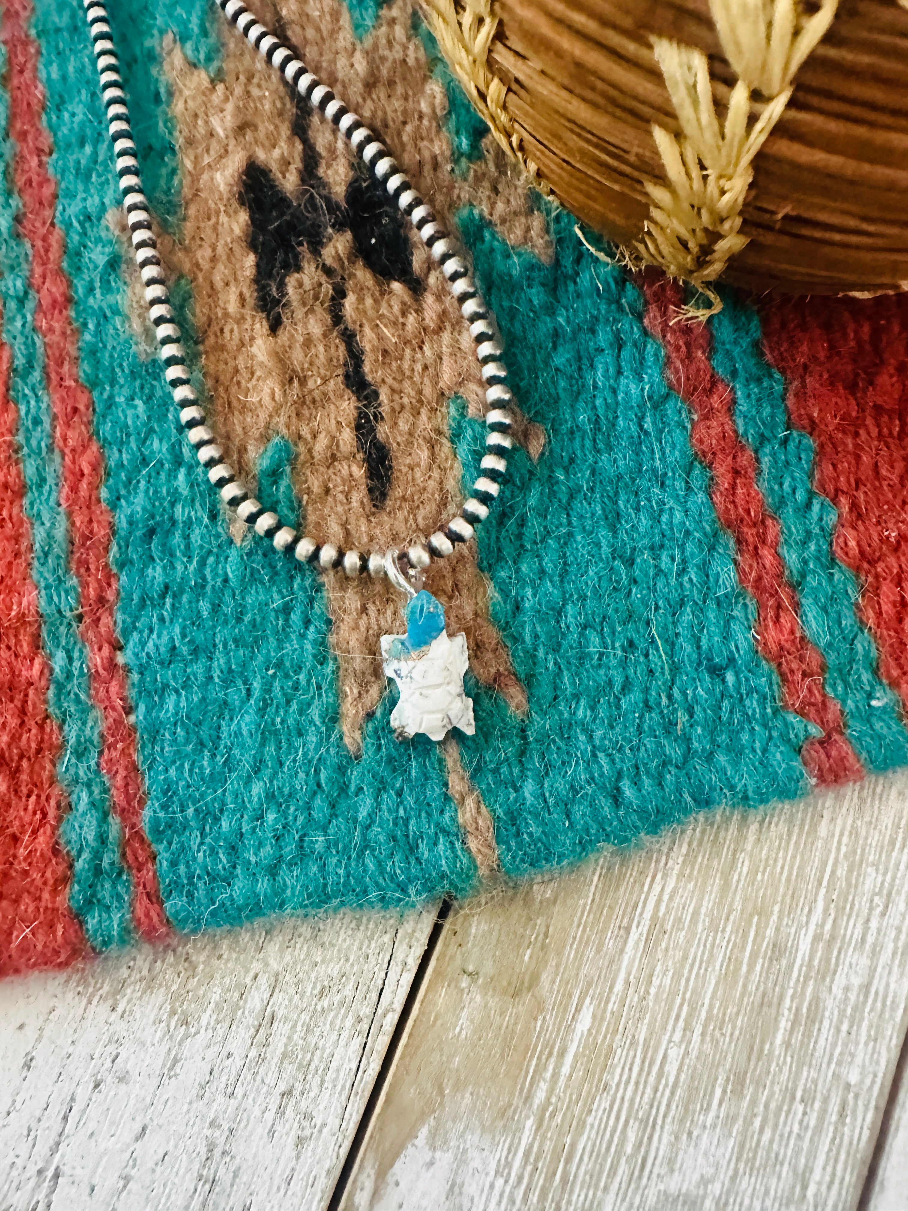Handcrafted & Hand Carved Blue Mojave Turtle Charm